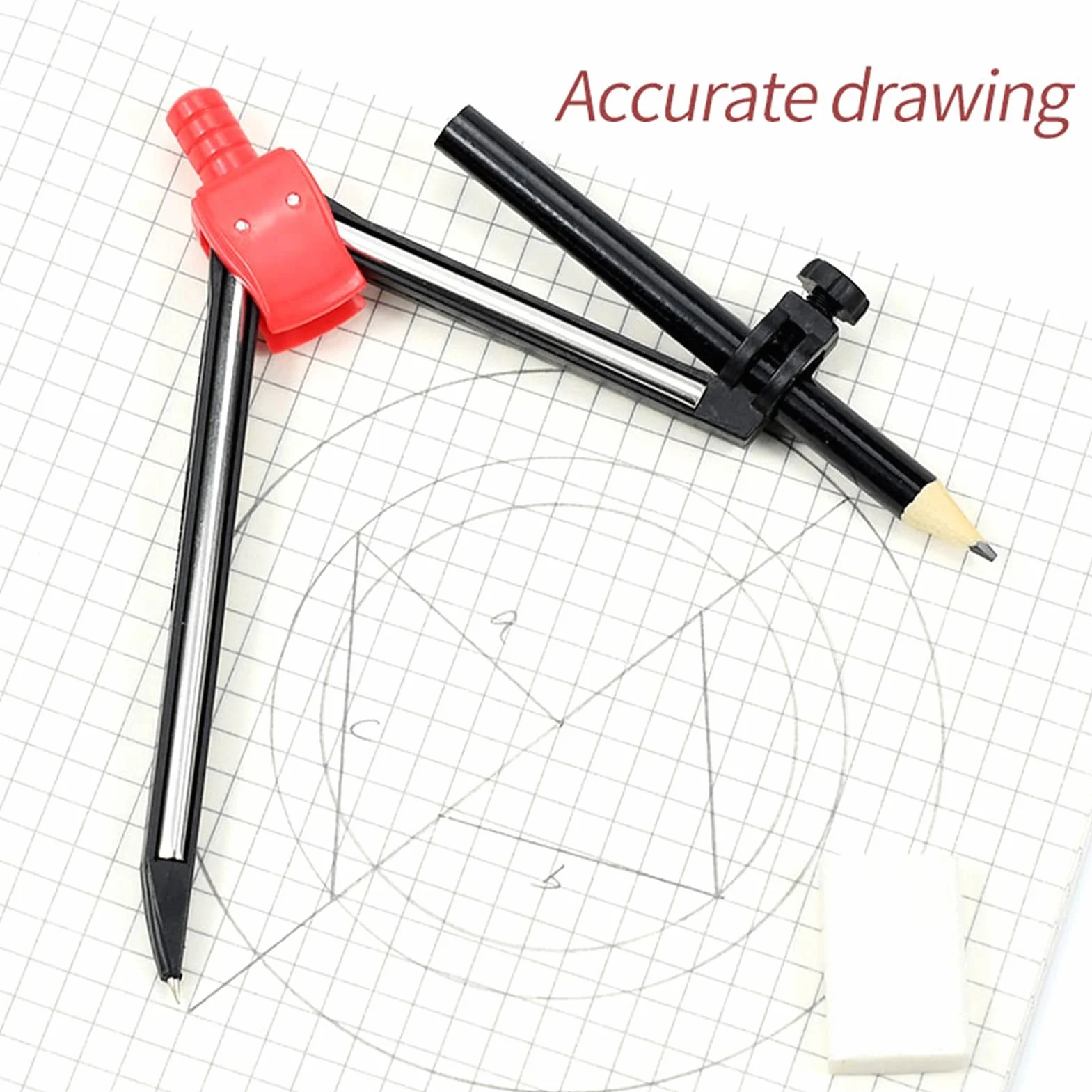 Compassi per tracciare Bussola professionale Bussola Portable Precision Drawing Drawing Triangle GRASSER Bussole Set Math Eraser Righello for studenti Forniture scolastiche Strumenti di misura