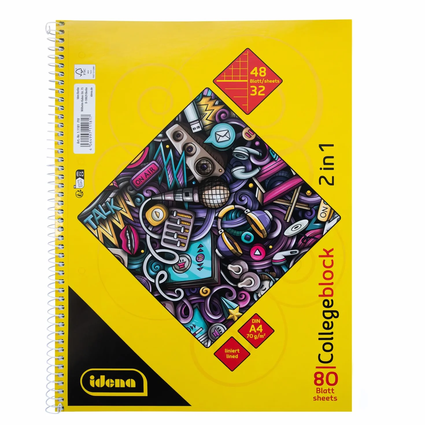 Idena Blocco college 2in1 A4 80 fogli 70 g/m² spirale 5 pezzi