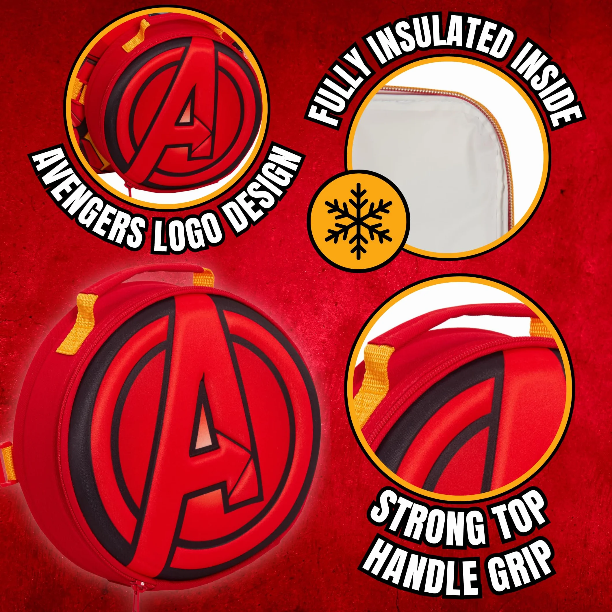 Marvel Zaino per bambini Iron Man Avengers Borsa per il pranzo staccabile Portabottiglie per acqua Set da 2 pezzi