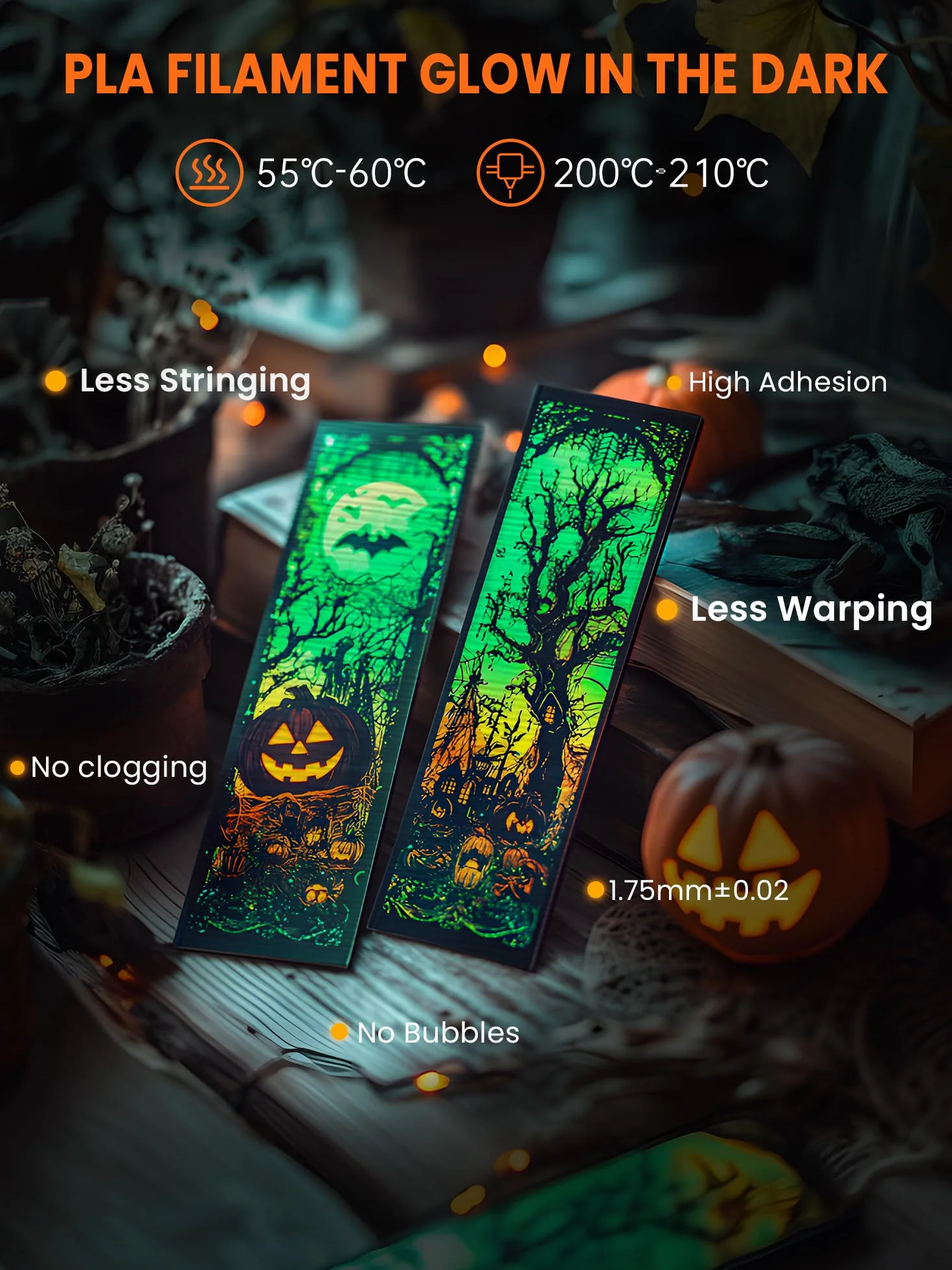 TECBEARS Filamento PLA Glow in the Dark 1.75mm Verde Luminescente 1kg