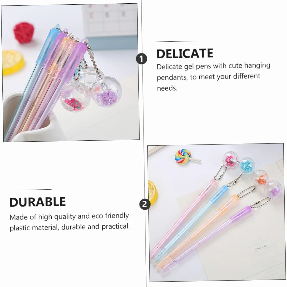 Angoily 30 Pezzi Penne Gel Colorate con Ciondolo Barattolo Penne per Studenti e Ufficio Scrittura Materiale Ecologico Stilo Robusto e