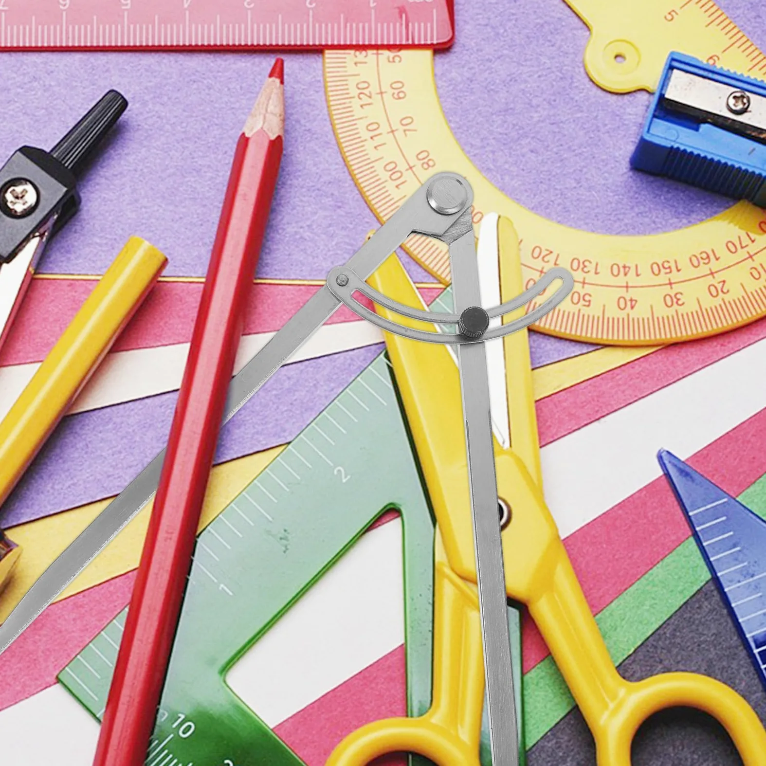 BESTYASH Compasso da Disegno Aliato in Ferro Argento da 12 Pollici Porta Penna, Alta Precisione e Resistenza alla Ruggine, per Home e Back To School Party