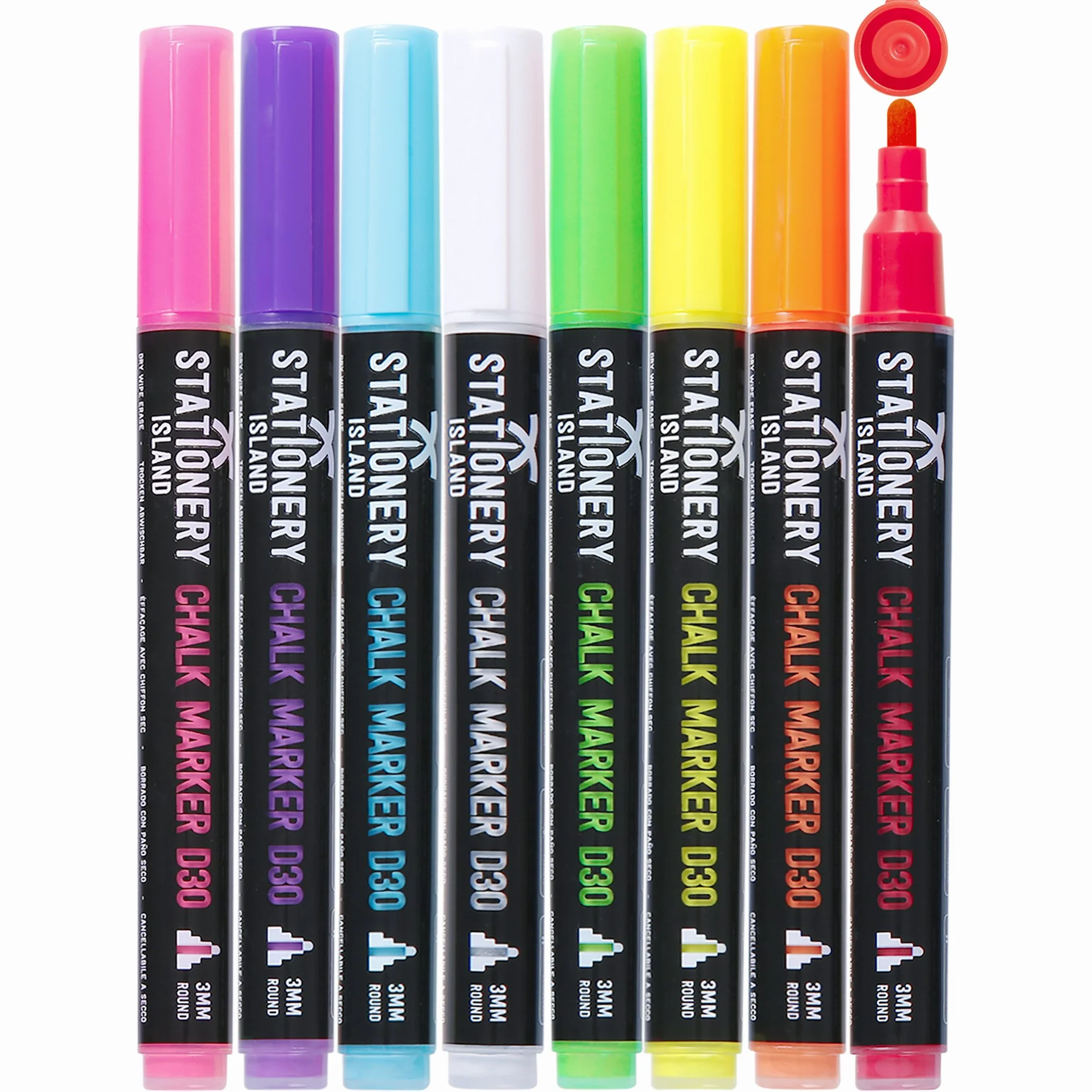Pennarelli Gesso Liquido Cancellabili 3MM Set Di 8 per Vetro