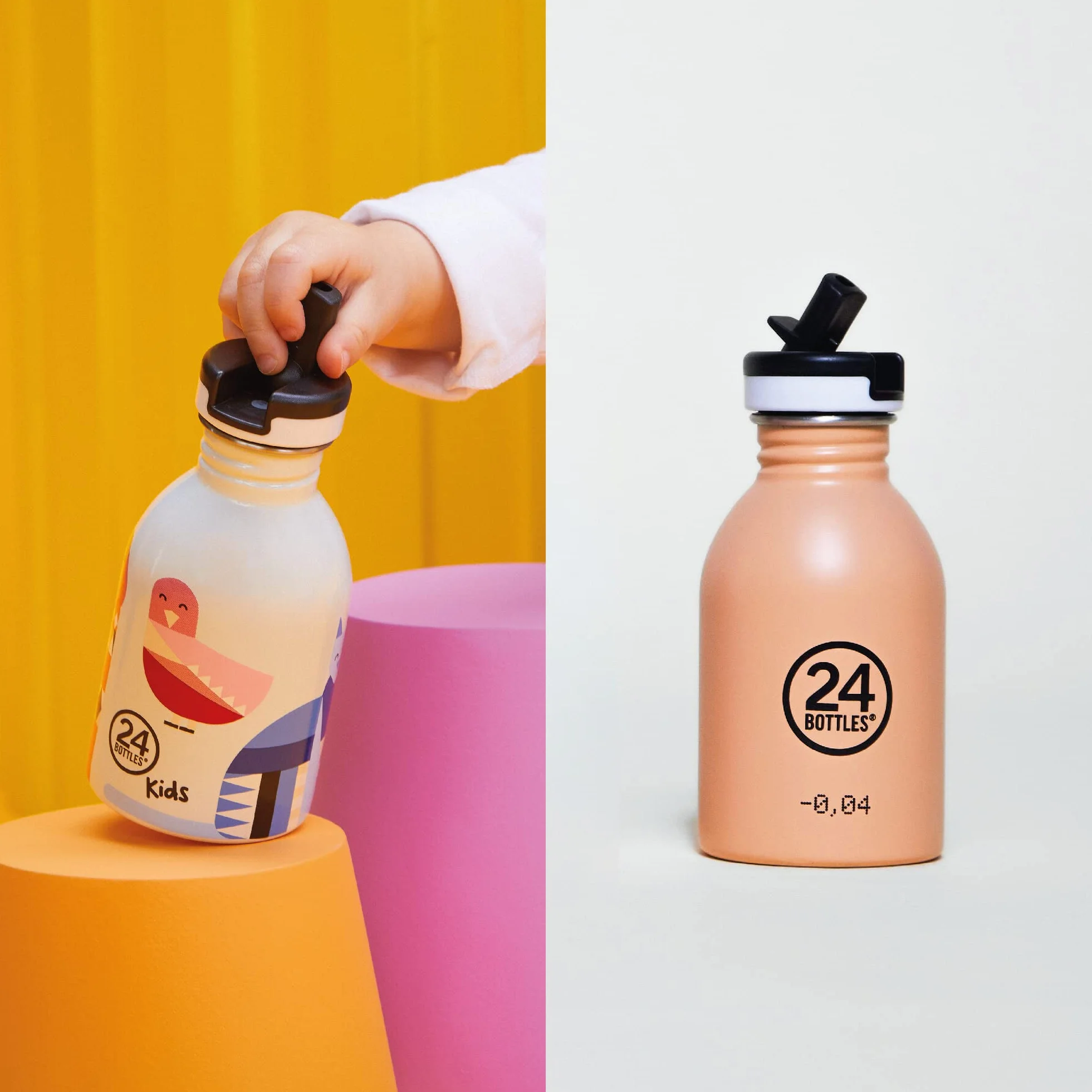 24BOTTLES Kids Borraccia Bambini Cannuccia 250 ml Acciaio Inox BPA Free Ultraleggera Non Termica Magic Friends Stone