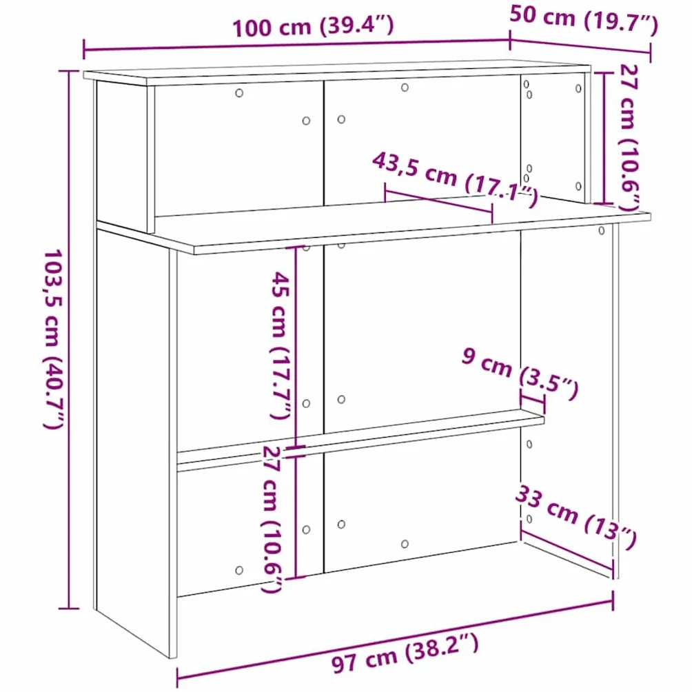 vidaXL Scrivania per Reception Bianca 100x50x103,5 cm in Legno Massello