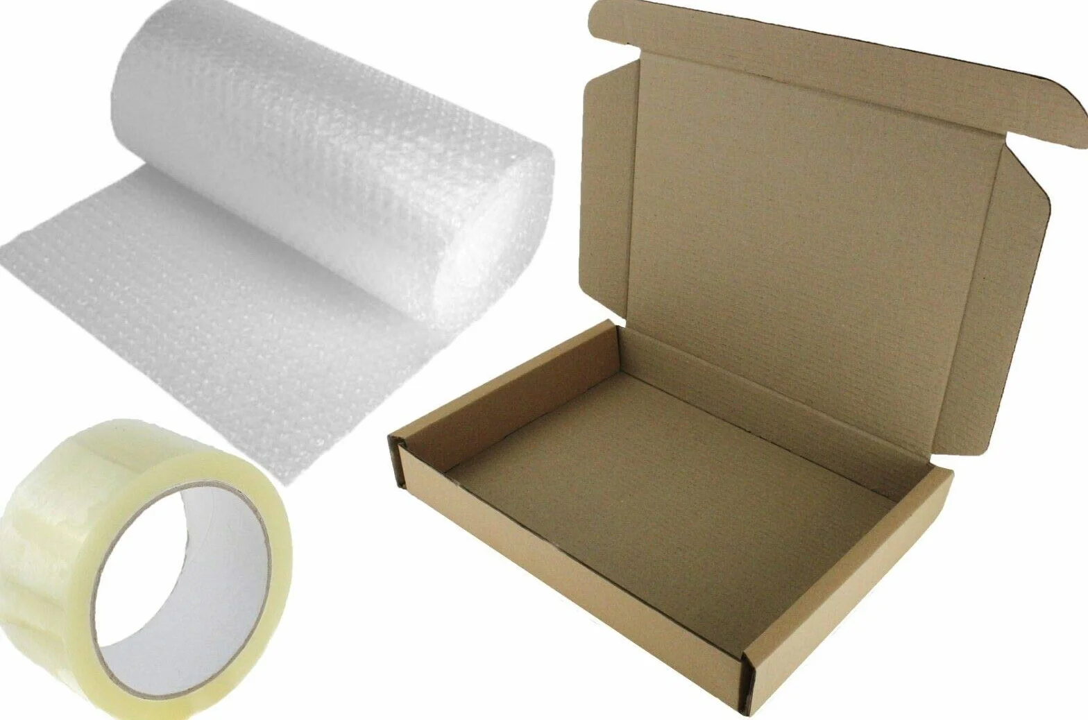 1 x scatola postale per laptop, 47 x 31 x 6 cm, resistente e sicura, con pluriball da 3 m + nastro adesivo per imballaggio