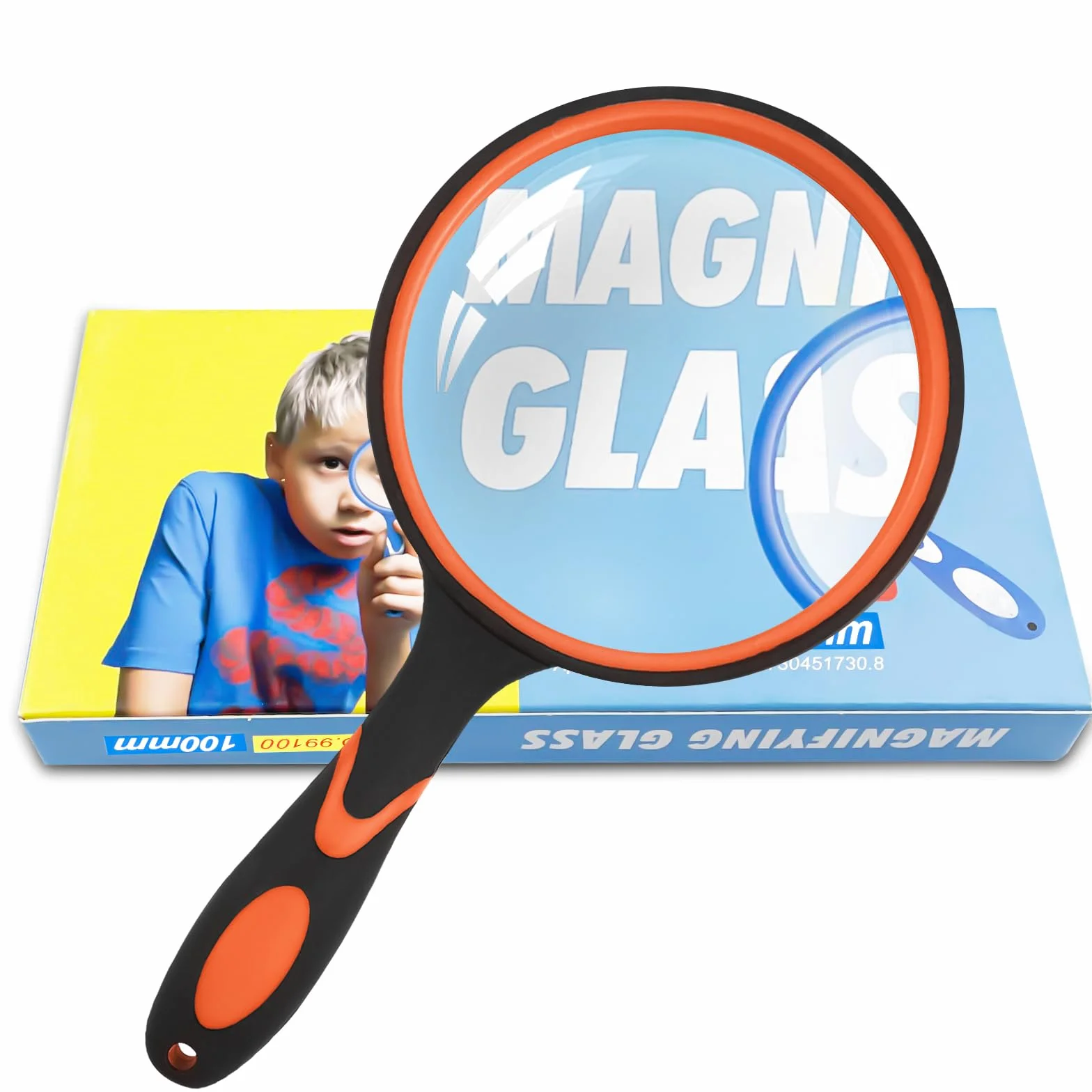 Fousenuk Lente Ingrandimento Professionale 100mm, Lente d'Ingrandimento con Manico in Gomma Antiscivolo per Lettura, Artigianato