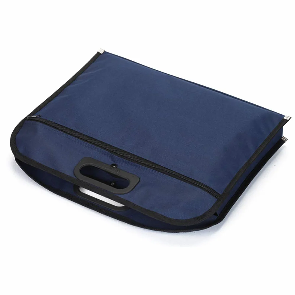 Borsa portadocumenti A4 blu con maniglia e chiusura lampo