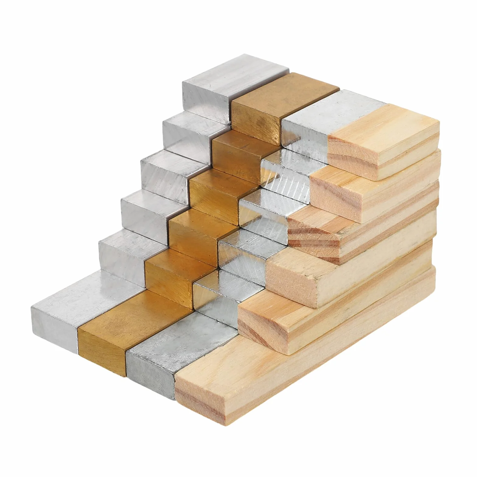Kit Blocchi di Densità Rettangolari Multimateriale da 24 Pezzi Ferro Alluminio e Legno per Esperimenti di Fisica e Laboratorio Scolastico Attrezzatura Didattica per Scuola