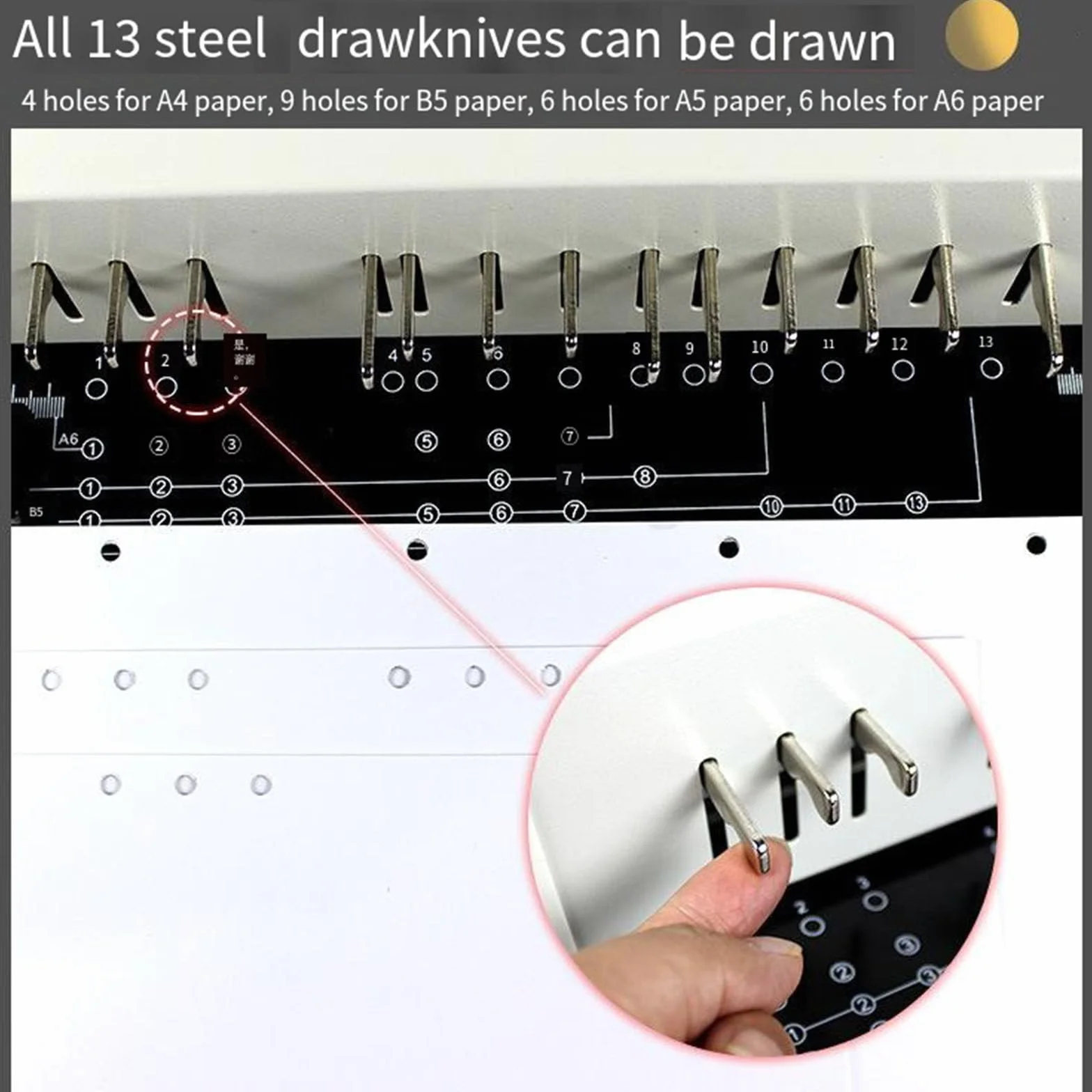 Perforatrice A5A6B5 Perforatrice per fogli sfusi Tre fori 4 fori 6 fori 9 fori Perforatrice per carta a fogli sfusi fai da te
