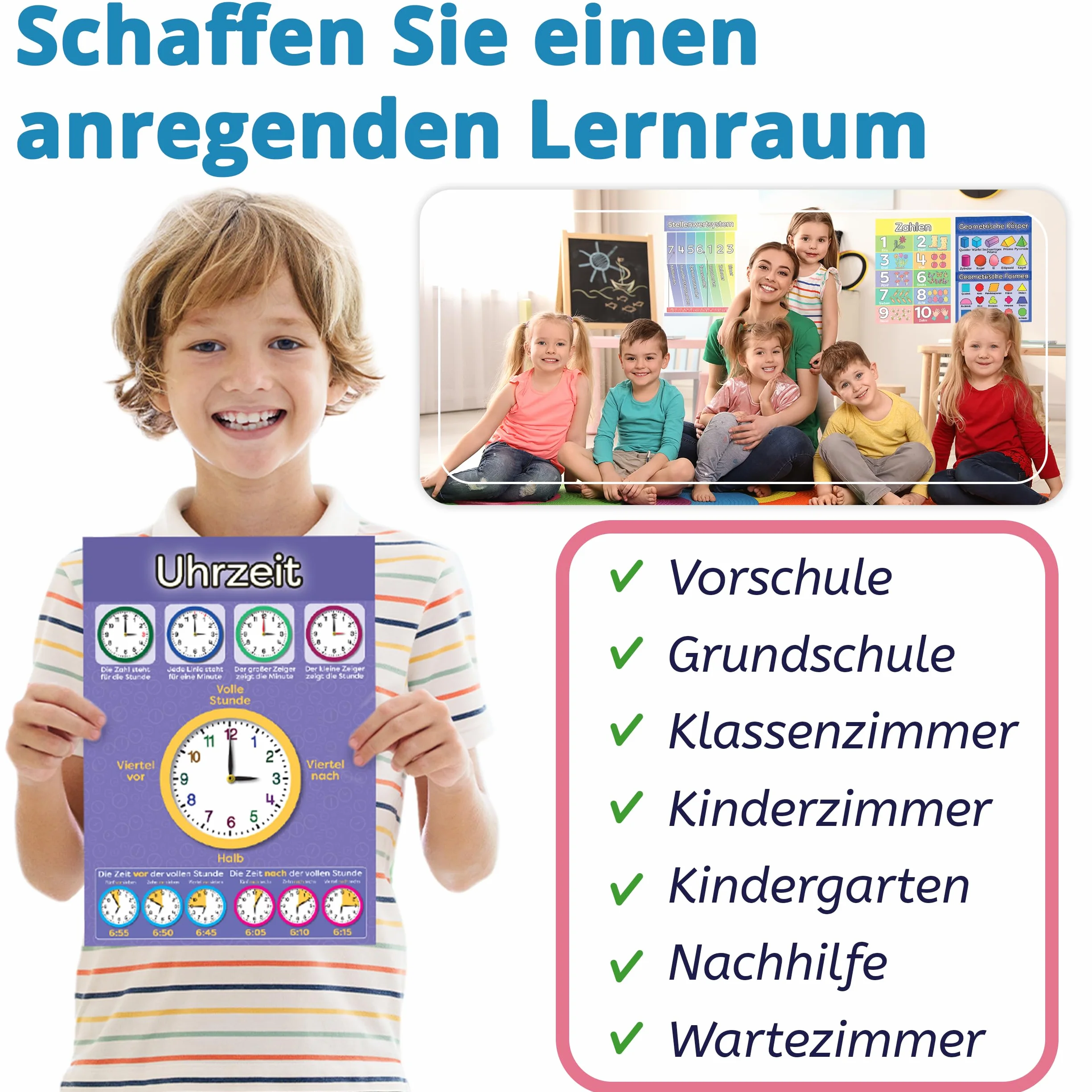 LOGIJO® 12 poster educativi Montessori Matematica A4 satinato apprendimento numeri calcoli base