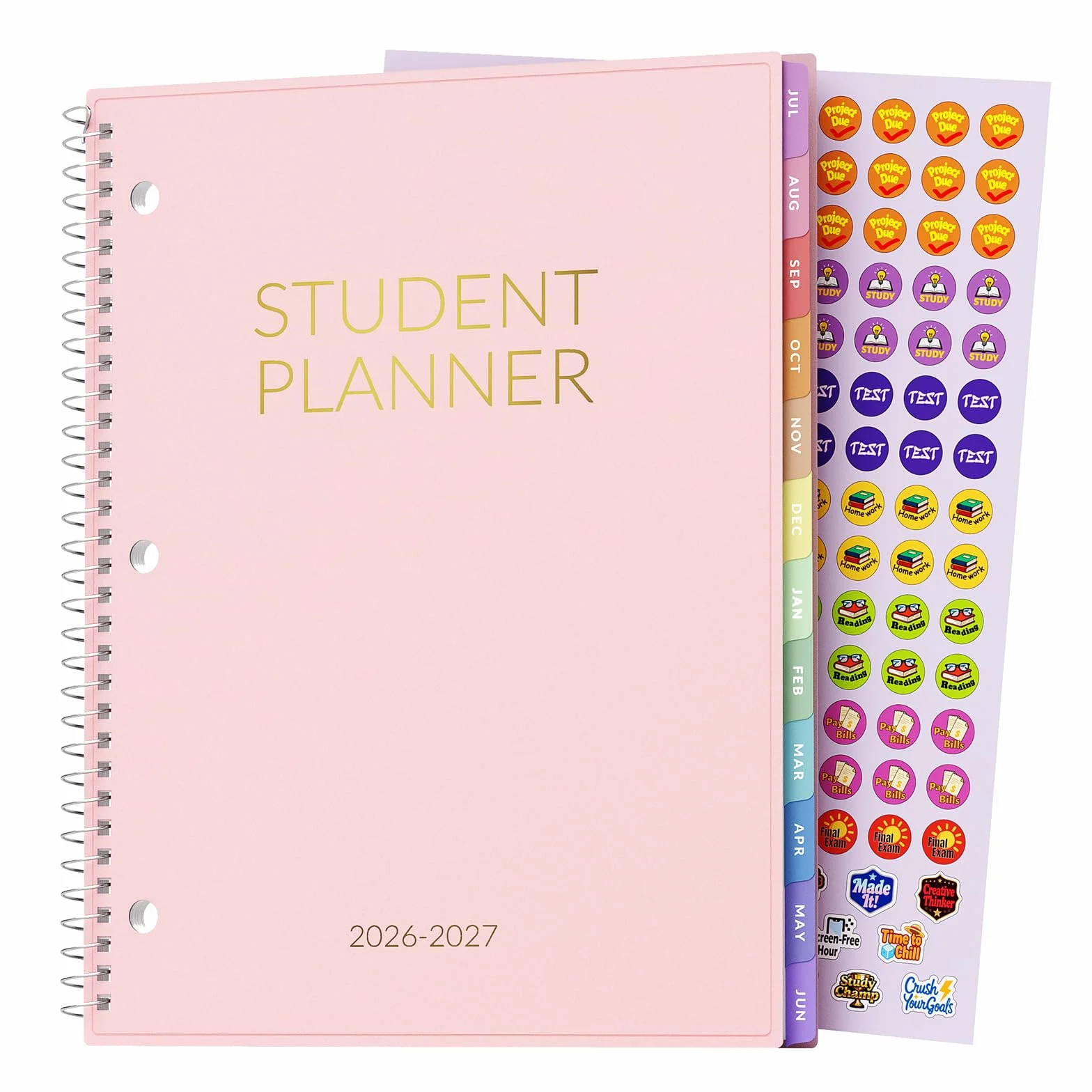 SUNEE Agenda scolastica 2026-2027, agenda scolastica media o superiore per accademico luglio 2026 - giugno 2027, 21,6 x 27,9 cm, con copertina impermeabile in PVC, perforato a 3 fori, segnalibro