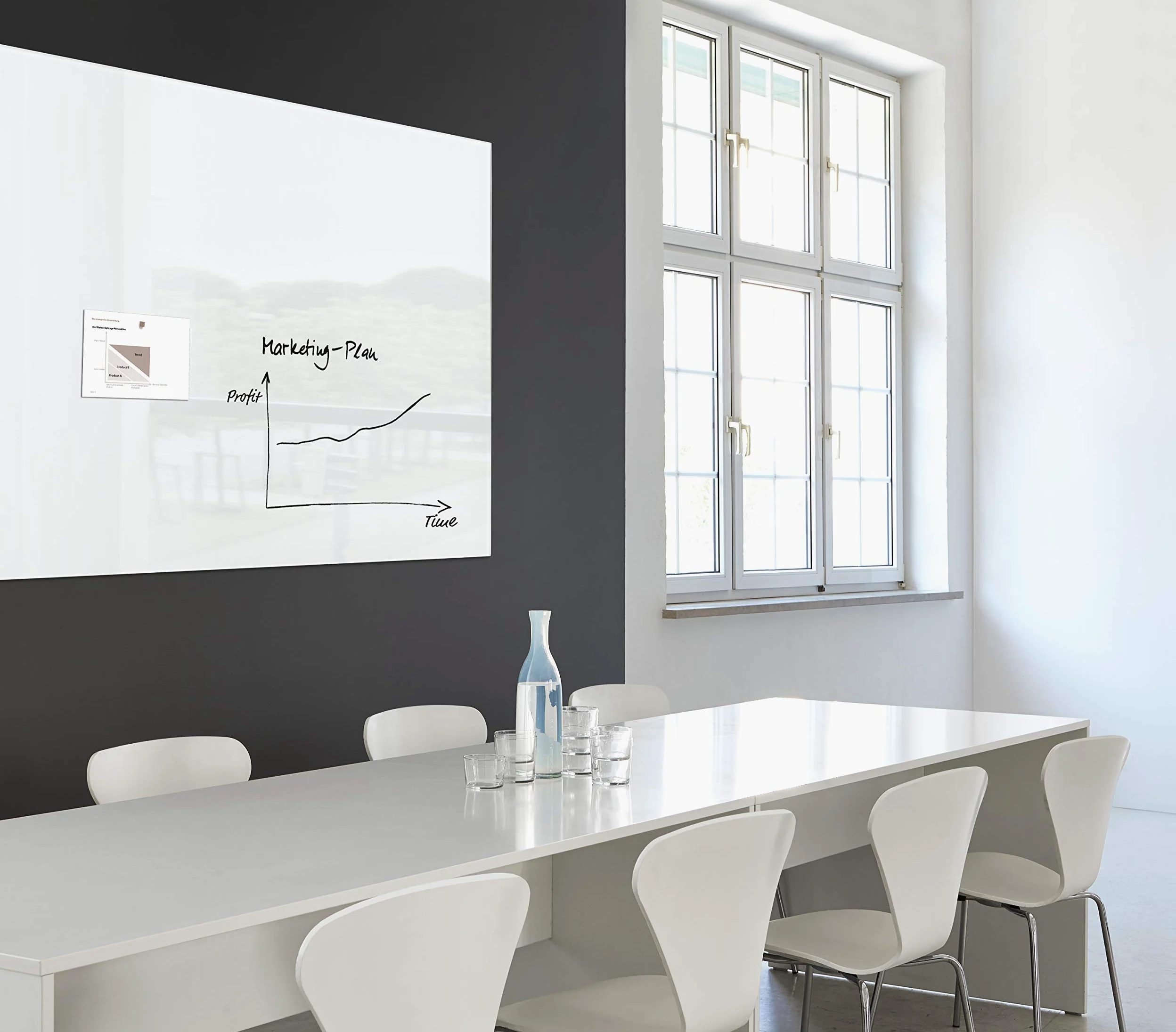 SIGEL Lavagna magnetica in vetro Artverum 150 x 100 cm | GL220, superficie lucida, vetro di sicurezza, 2 magneti al neodimio, bianco extra