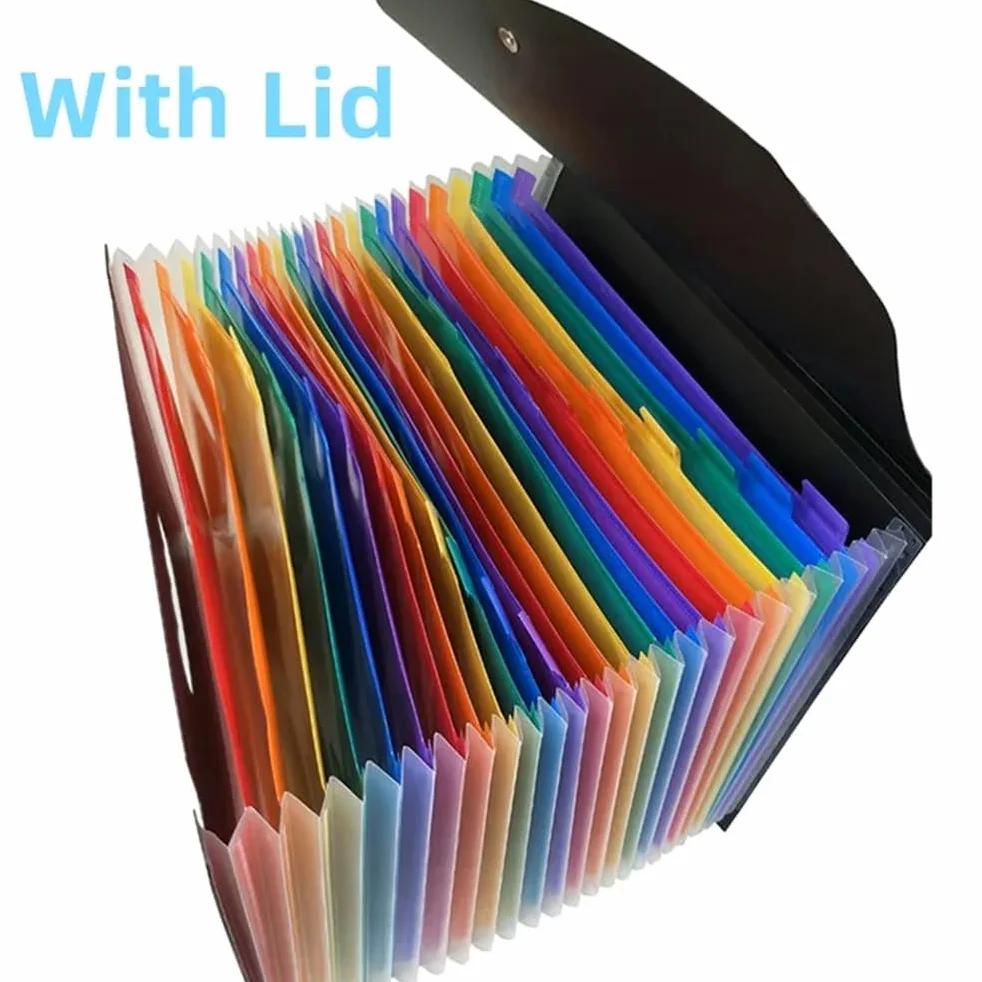 Cartelline Portadocumenti Cartella di classificazione Multistrato A4 for Forniture for Ufficio a 12 Strati Cartelline(Nero)