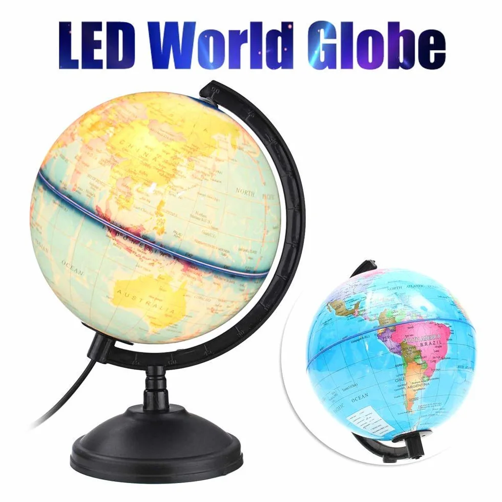 Mappamondo da Tavolo, mappamondo Luminoso a LED con Supporto Strumenti di Geografia per l'educazione dei Bambini, Decorazione per Ufficio a casa Regalo per Bambini
