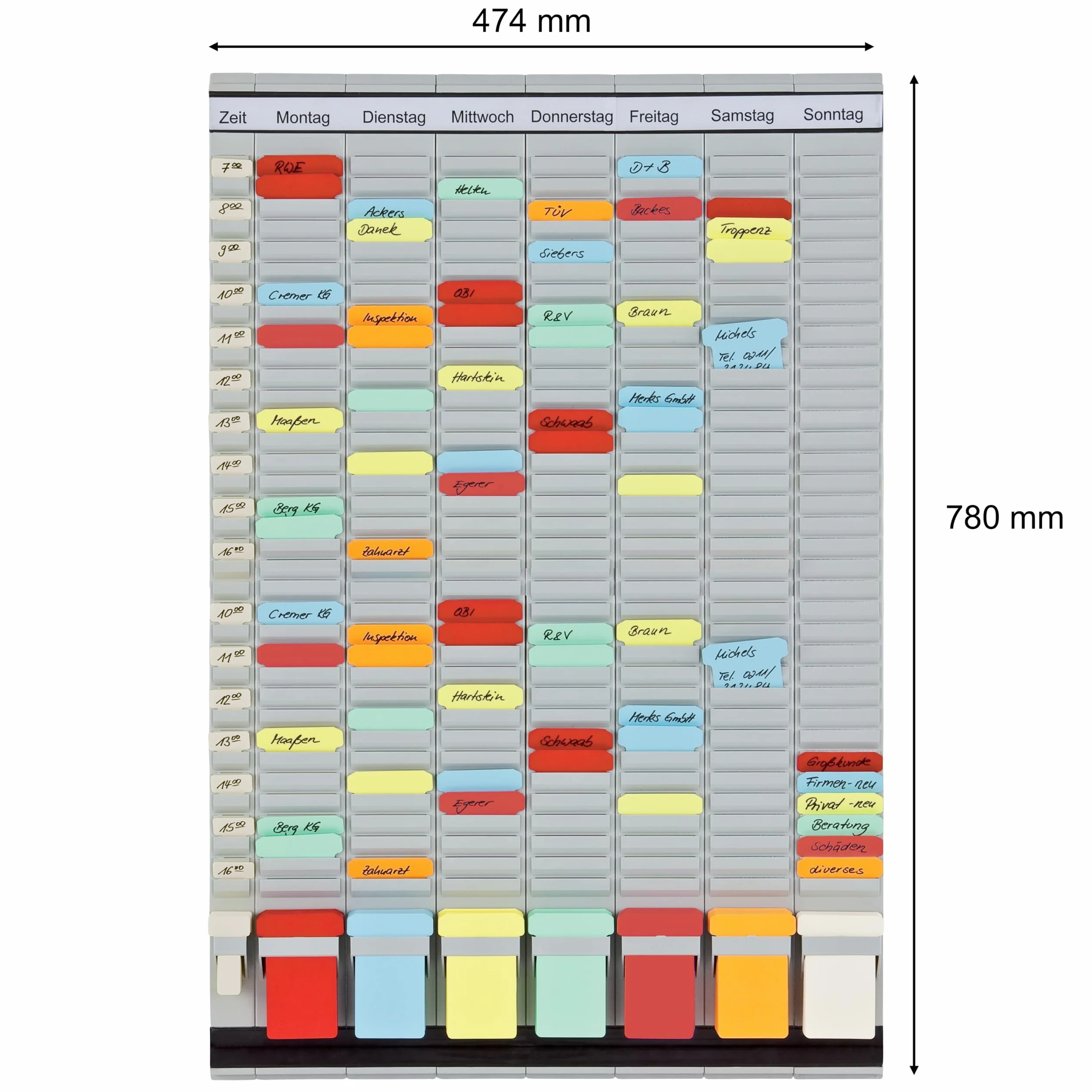 Franken PV-SET3 - Planning con schede T, 47,4 x 78 cm, 7 + 1 indice, 35 pz.