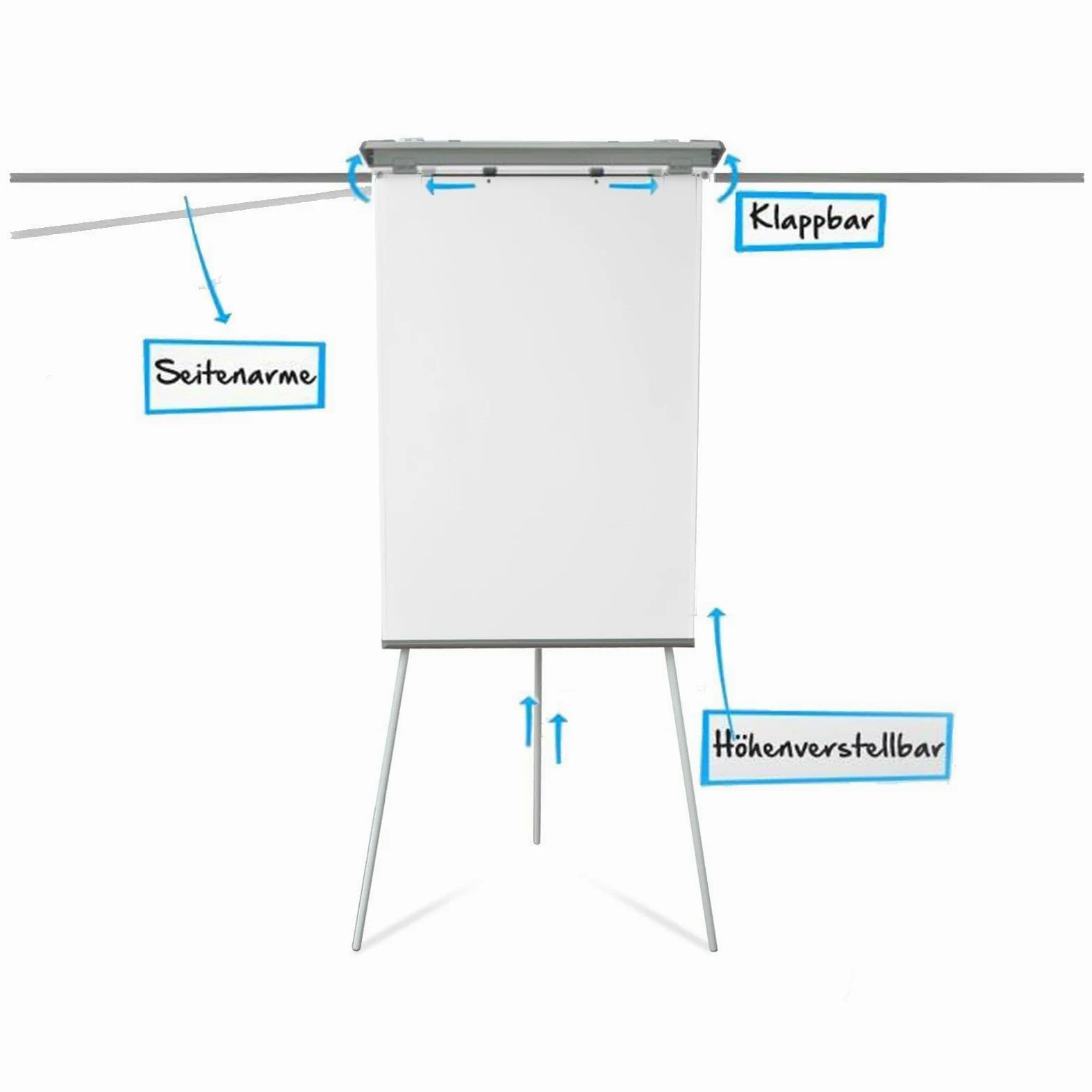 KARAT Cavalletto per conferenze e presentazioni, lavagna magnetica cancellabile a secco con bracci laterali e supporto mobile, altezza regolabile 105-188 cm, Flipchart (68 x 105 cm Coyote)