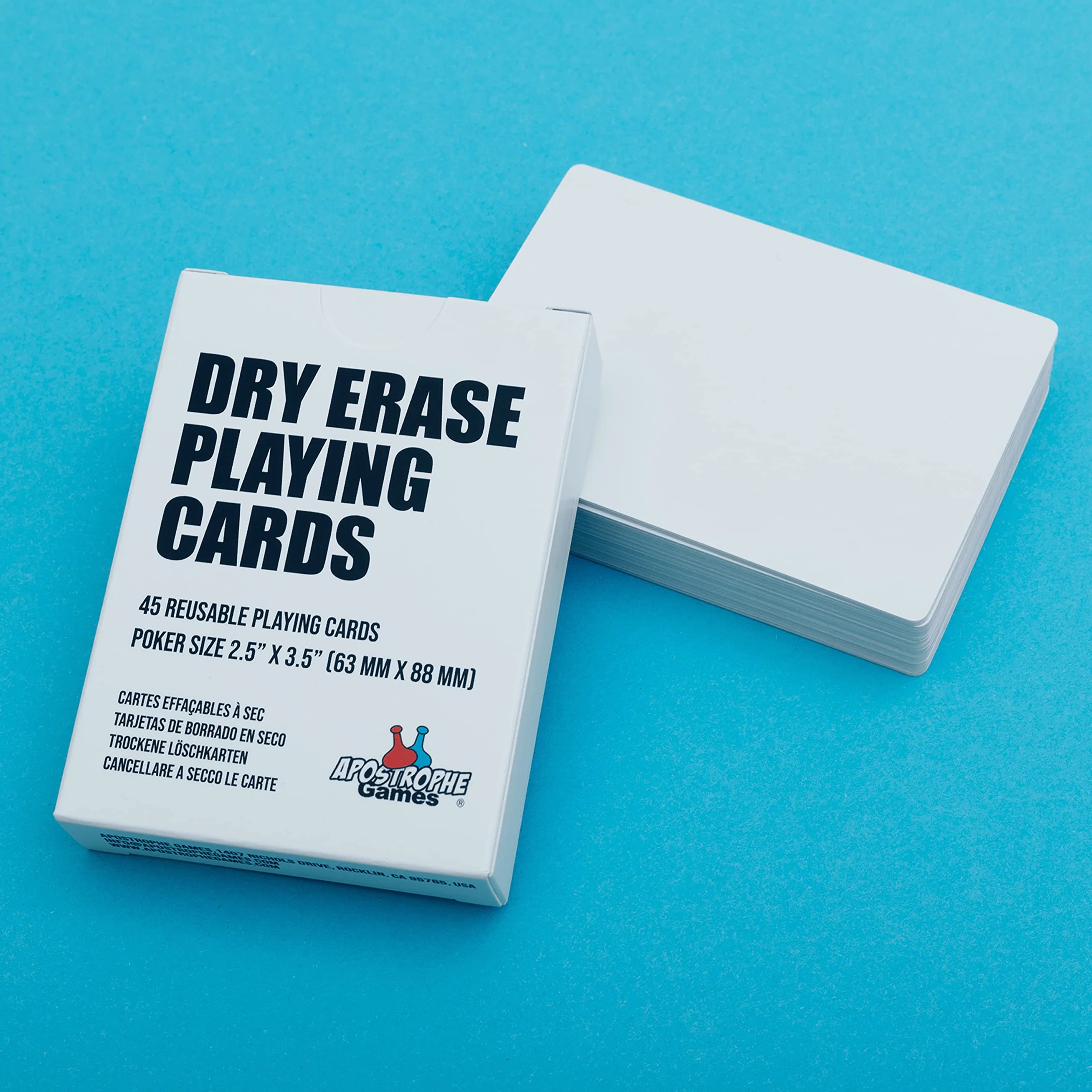 Apostrophe Games Dry Erase Carte da gioco in bianco con Box, 45 pezzi Riutilizzabili, 6,4 x 8,9 cm