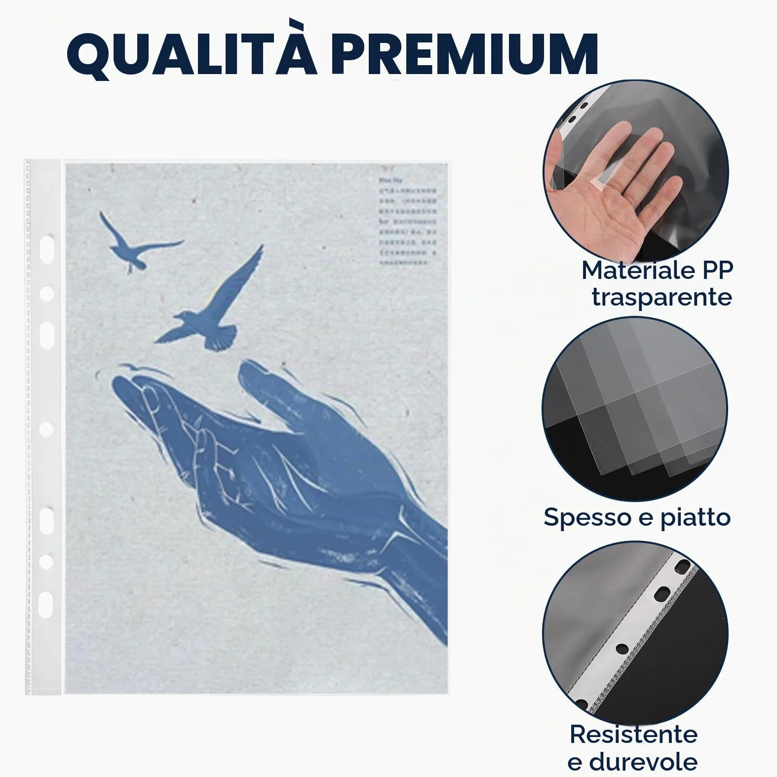 APACALI 600 pezzi Buste trasparenti formato A5, buste per prospettiva A5 ultra trasparenti con foratura, buste per prospettiva extra resistenti, buste trasparenti con apertura superiore, buste in