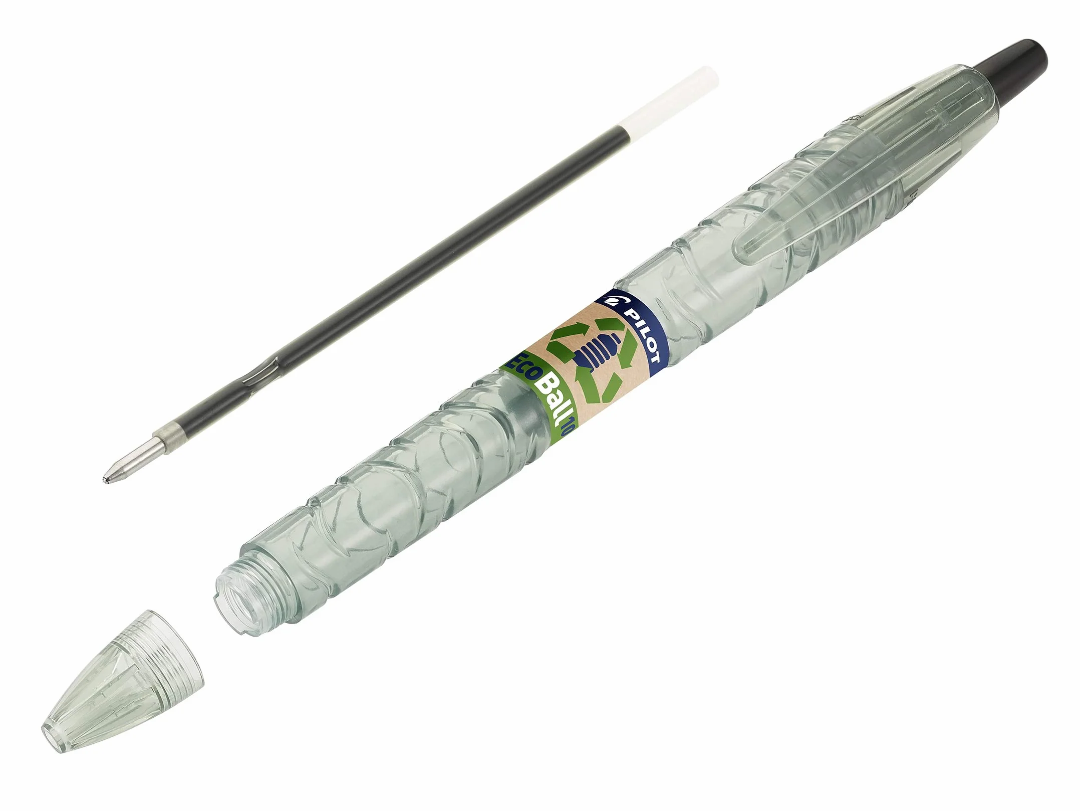 Pilot B2P Ecoball Penna a Scatto Ecologica 86% Plastica Riciclata Confezione da 4 Punta Media Nero Blu Rosso Verde