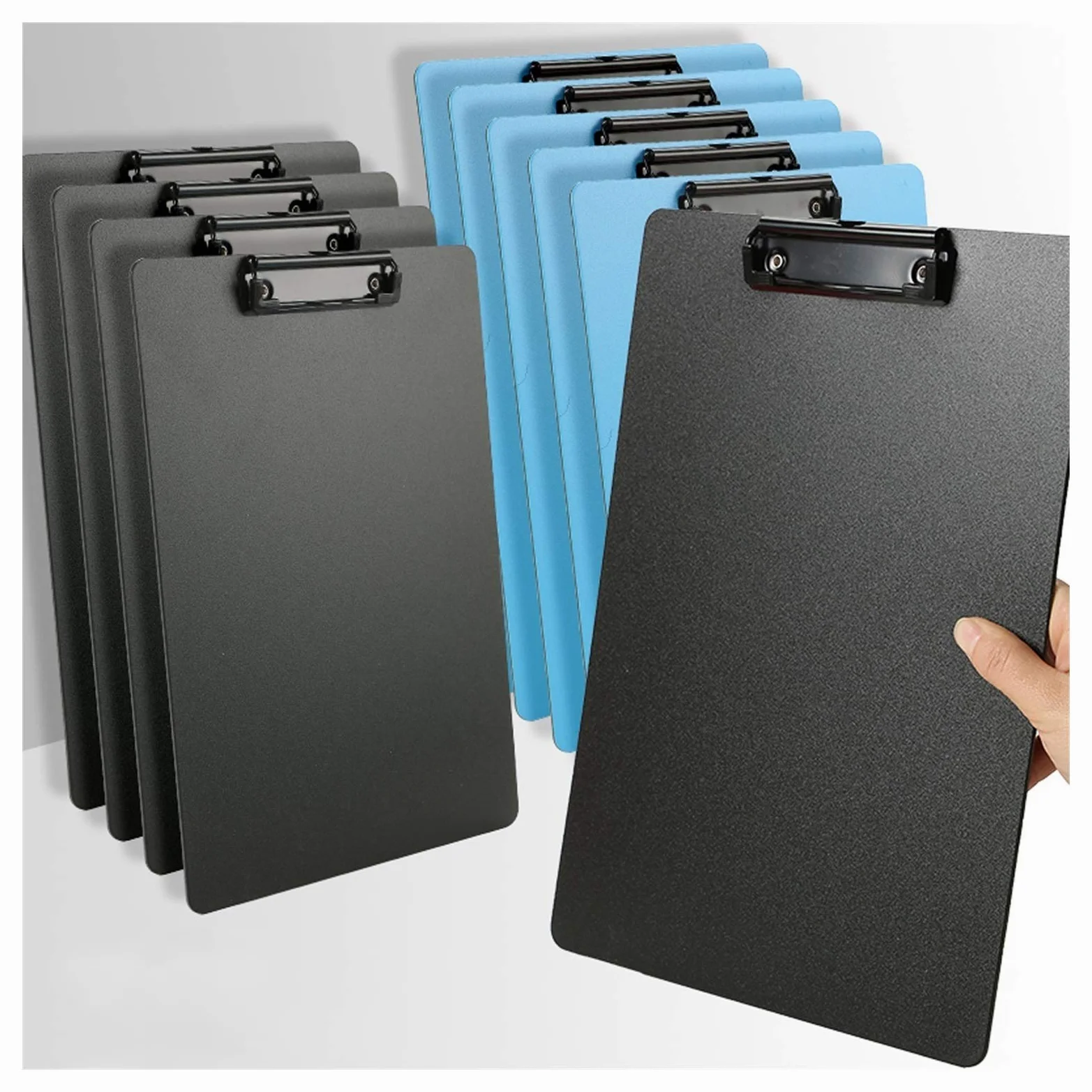 Tavoletta Portablocco A4 e Letter Size Appunti Cartella in plastica Cartella Scrittura Resume File Manager Binder con Fori appesi telescopici 10 Confezioni Portablocchi (Color : Black+Blue)
