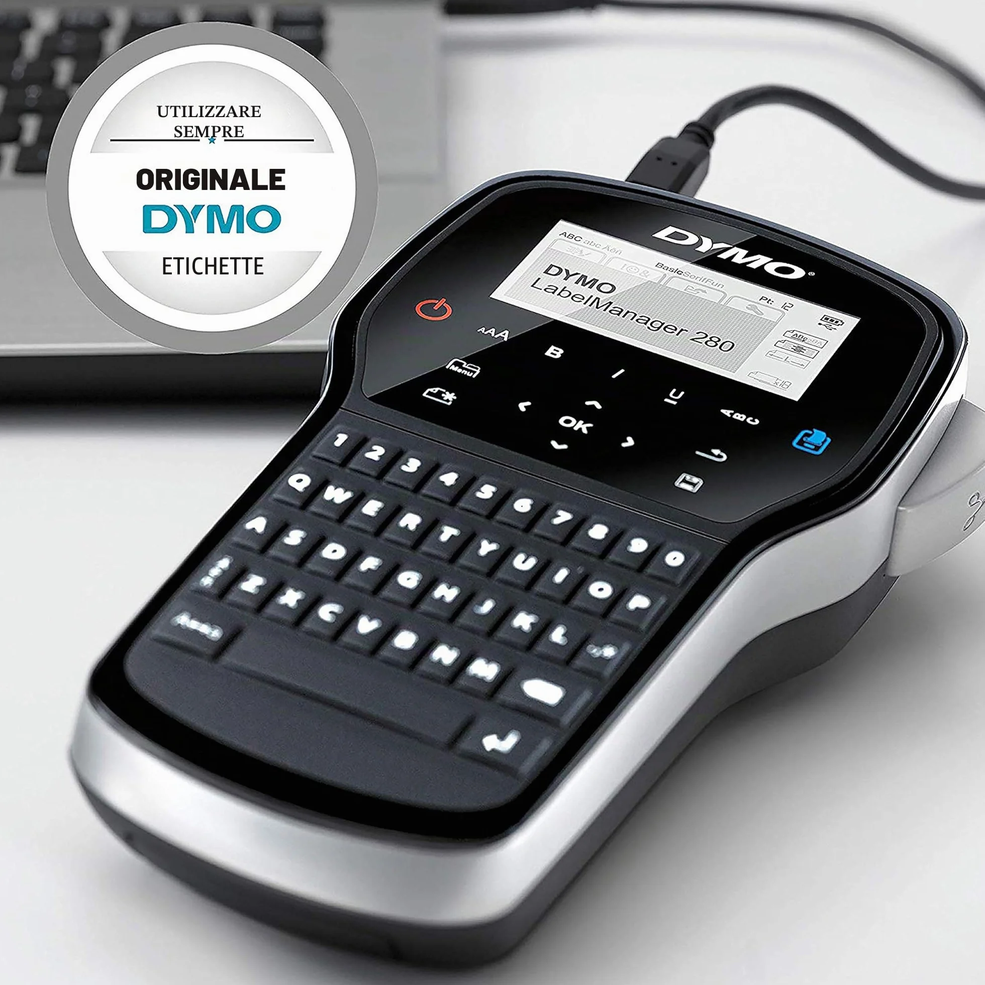 DYMO LabelManager 280 etichettatrice portatile ricaricabile tastiera QWERTY custodia nastri D1
