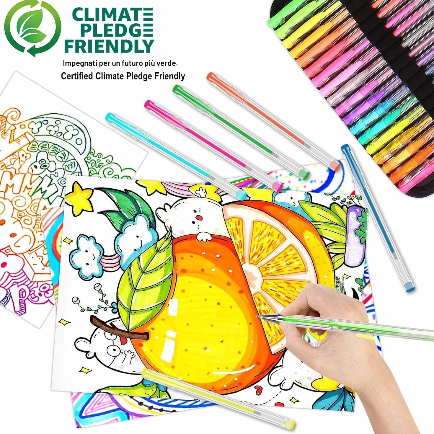 Melifluo Penne Colorate 120 Pezzi, 60 Gel e 60 Penne Gel per Colorare in Custodia