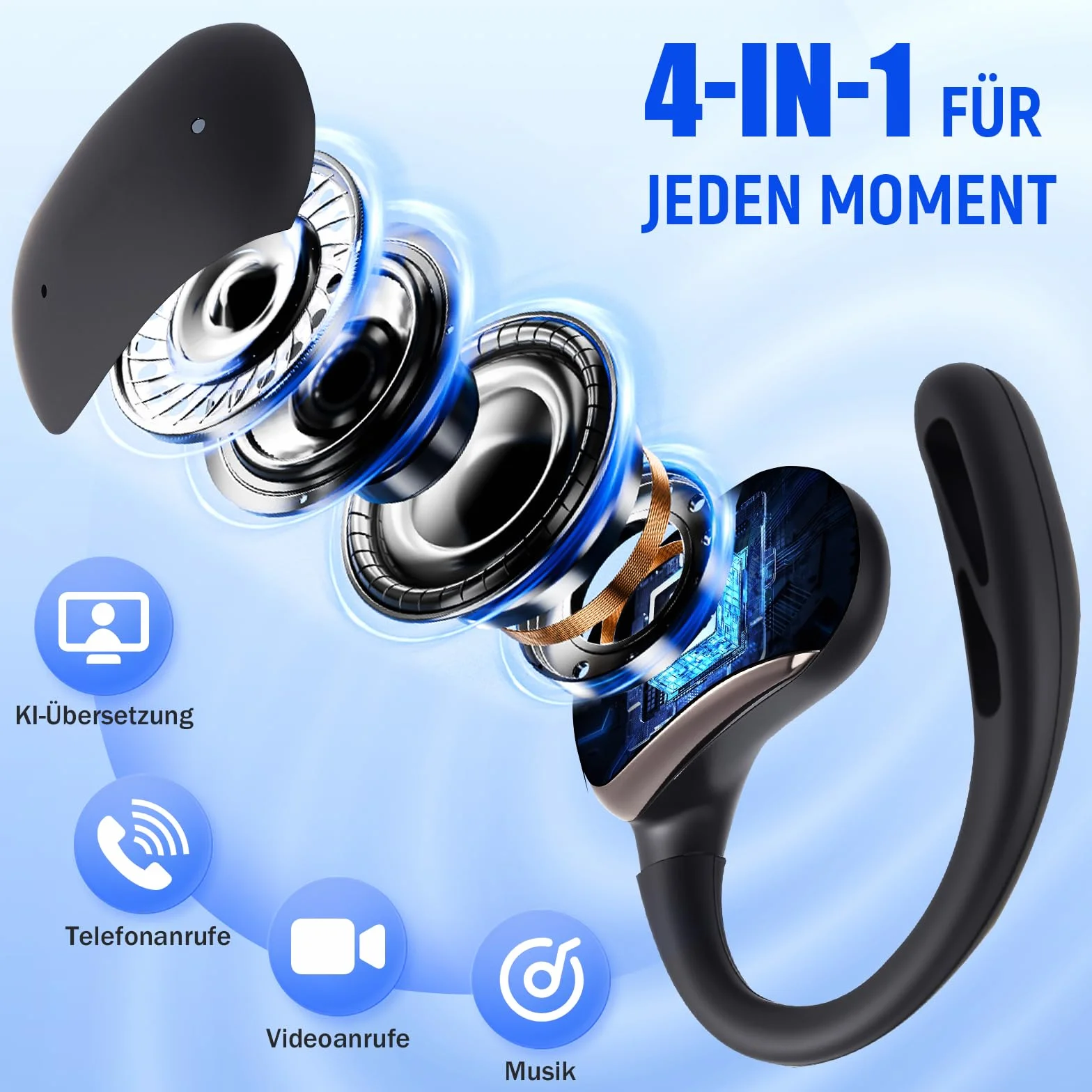 cuffie traduttore AI, cuffie di traduzione 3 in 1 supporta 144 lingue, 4 modalità di traduzione, Bluetooth 5.4, Traduttore auricolare per viaggi, affari e apprendimento
