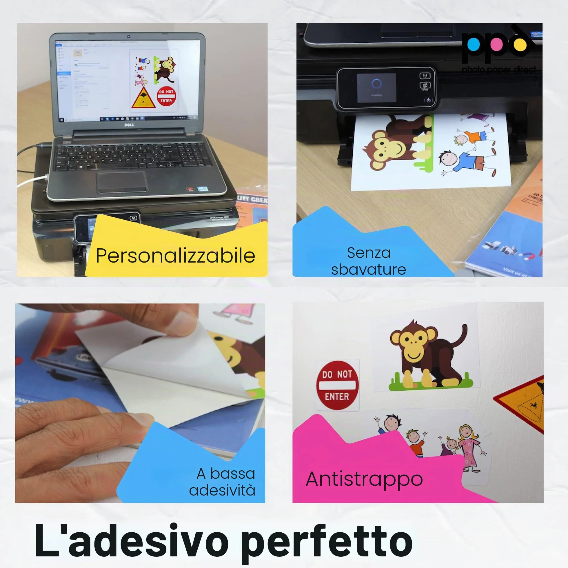 Fogli Di Carta Vinile Adesiva Opaca PPD A4 10 Per Stampanti Inkjet - Sticker Bianco