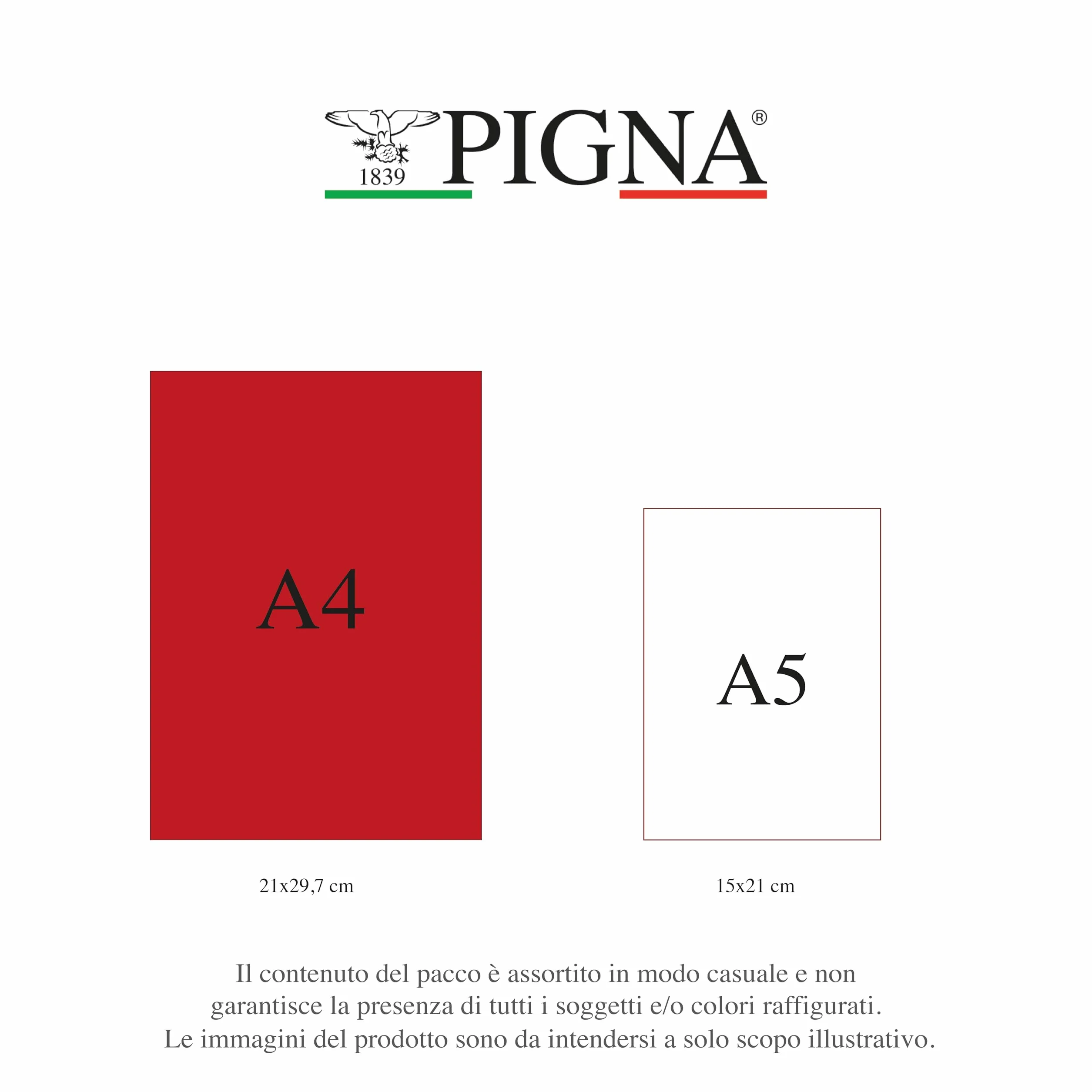 Pigna Quaderno A4 Monocromo Original 80 pagine Quadretti 5mm Confezione 10