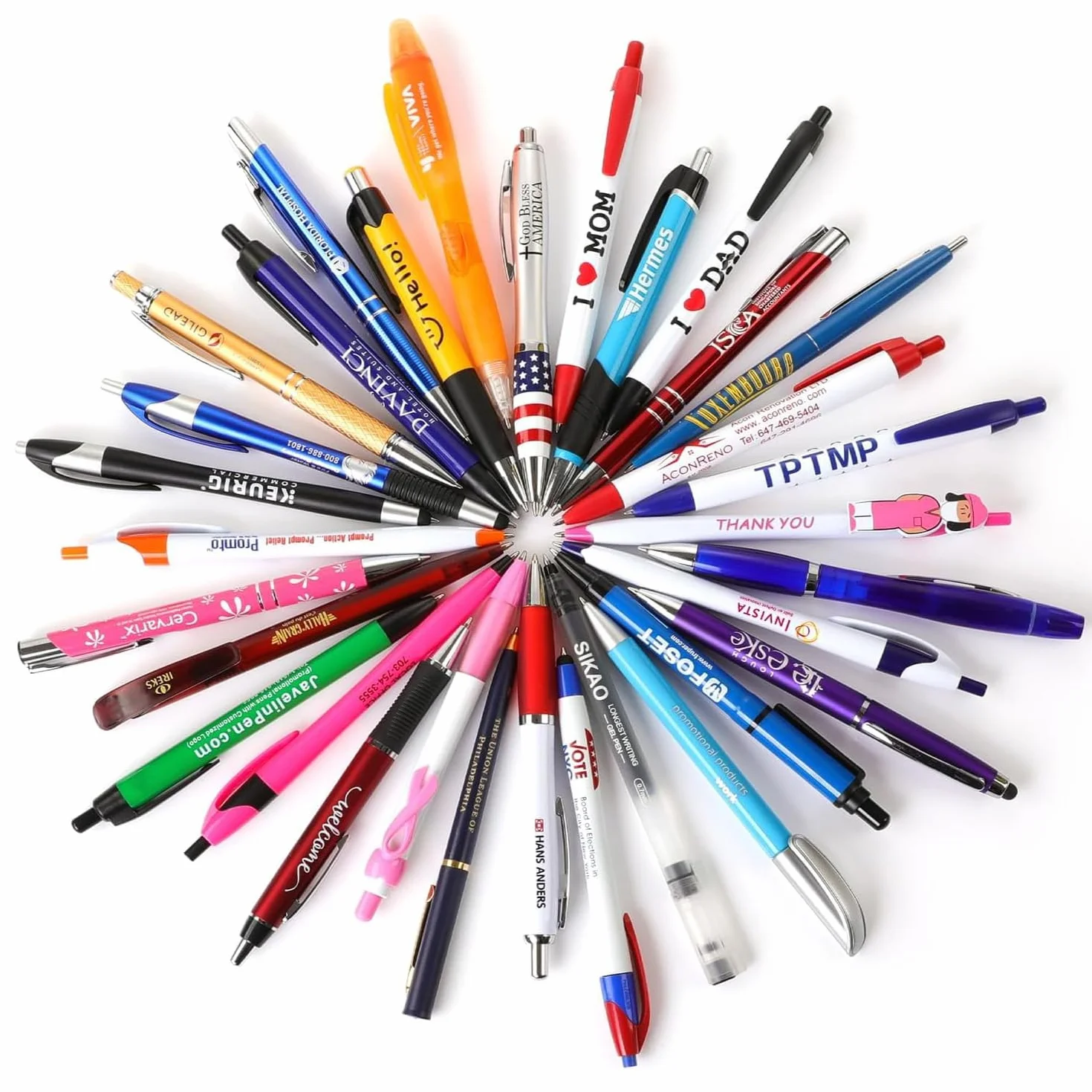 Lotto all’ingrosso di 100 penne con errori di stampa, penne a sfera assortite per scrittura fluida, blu nere, casuali per ufficio, scuola