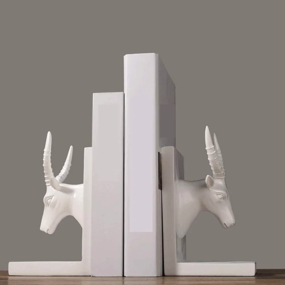 Reggi Libri, Fermalibri Eleganti fermalibri decorativi in ​​capra per libri pesanti, 11x11x19 cm. Fermalibri Ufficio Casa Scrivania