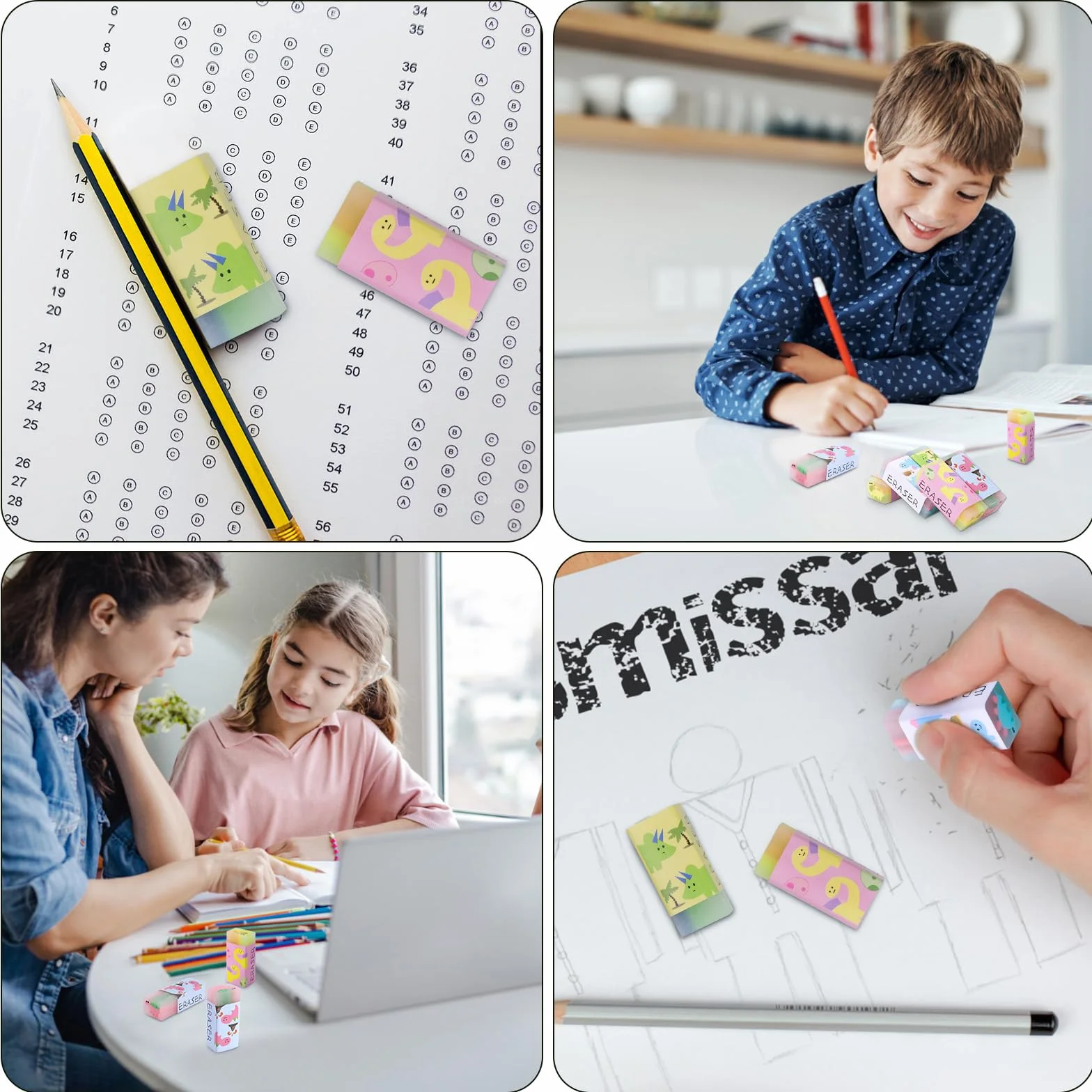 Gomme 24 Pezzi Colorate per Disegno Scuola Ufficio Regali Bambini