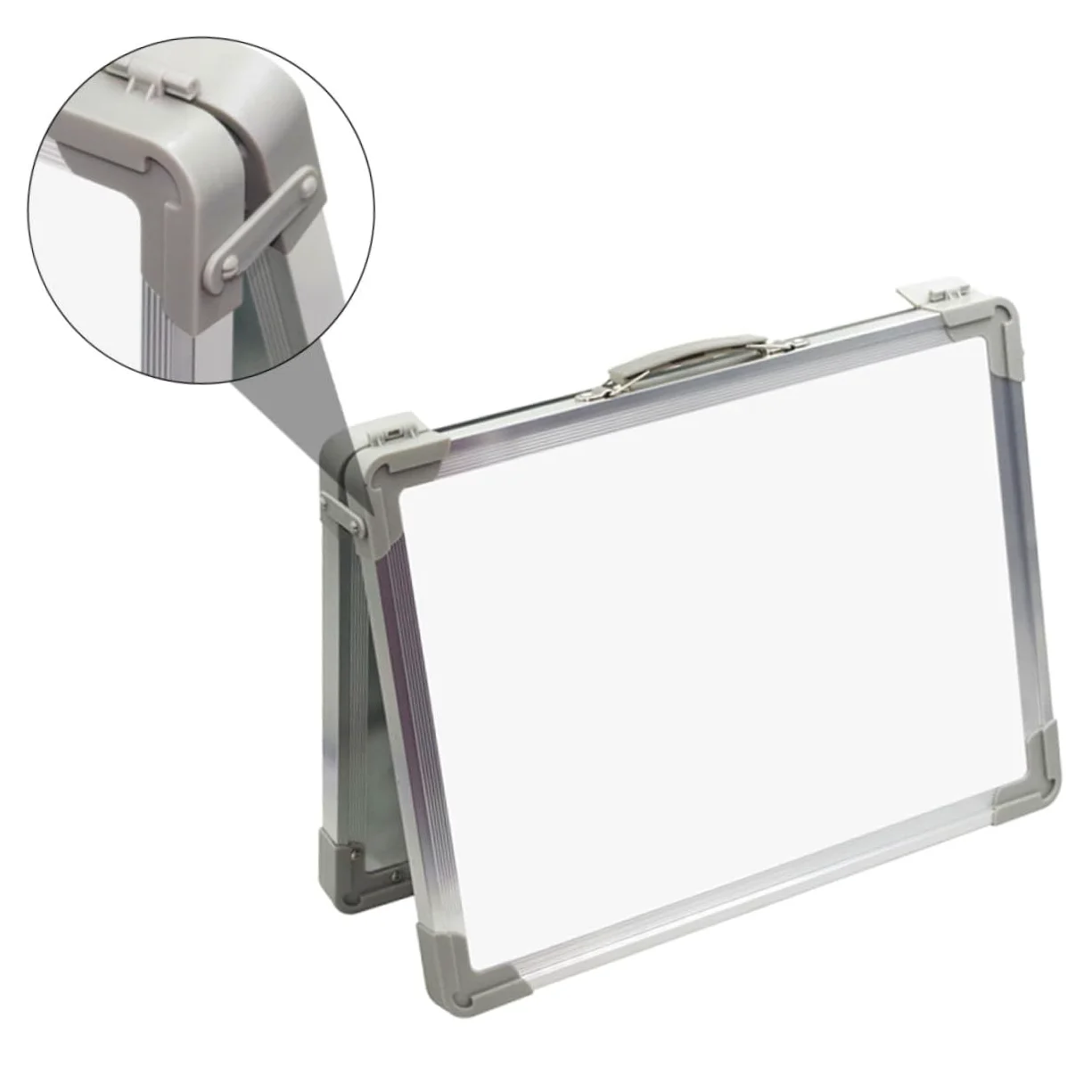 Luxshiny Mini Lavagna Bianca da Tavolo Bifacciale Pieghevole Supporto Regolabile in Alluminio, Lavagna Magnetica Cancellabile a Secco per Casa, Scuola e Ufficio