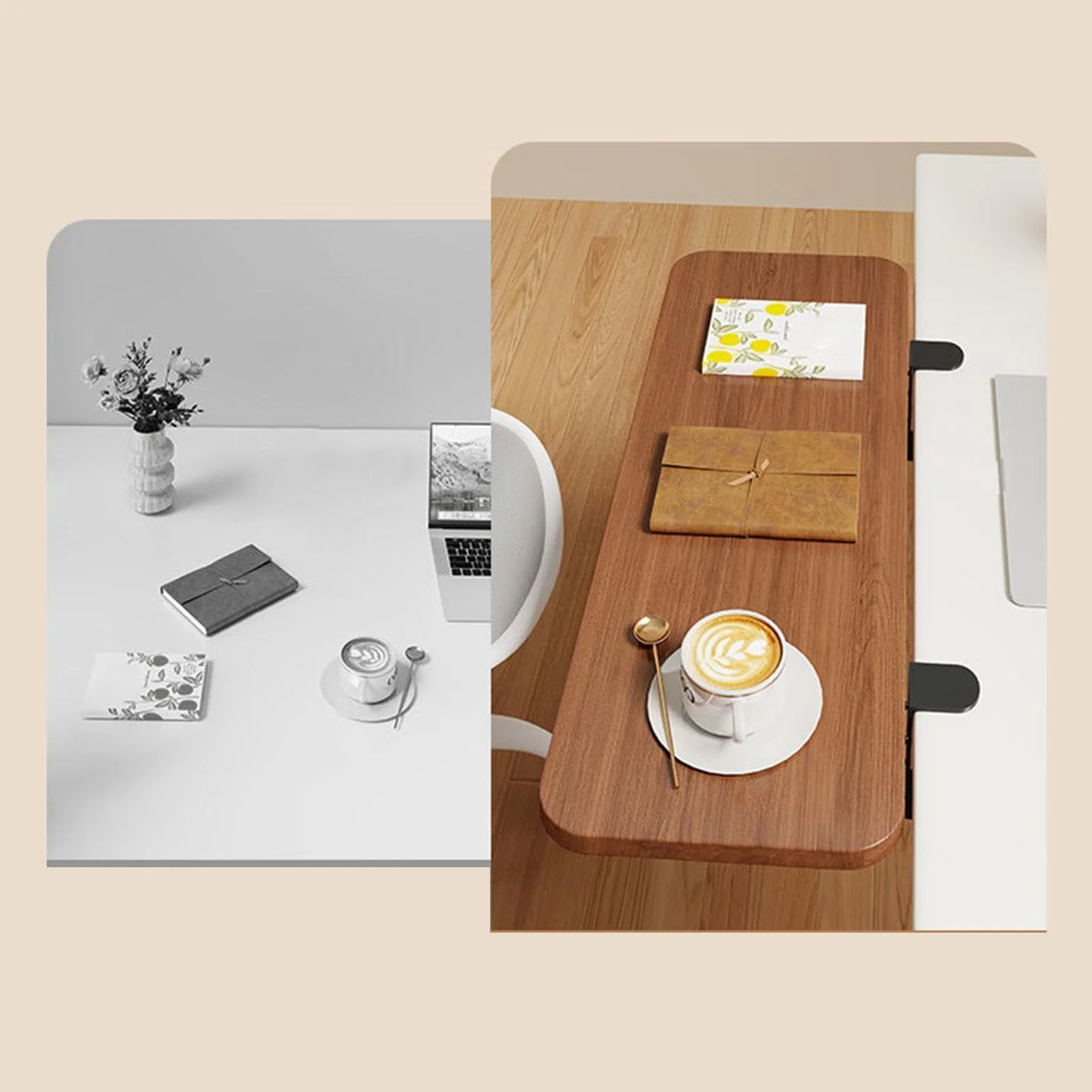 Prolunga Da Scrivania - Poggiapolsi Da Tavolo Pieghevole | Ripiano Estensione Desktop | 50x20x1.2cm Legno Acciaio 1520g 25kg Carico Nessuna Perforazione 90 ° Pieghevole Per Donne Uomini Professionisti