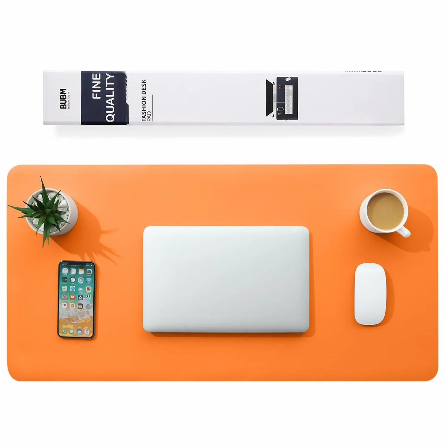 BUBM Tappetino multifunzionale per ufficio 80x40 cm sottomano scrivania impermeabile pelle PU mousepad ultrasottile antiscivolo Arancione