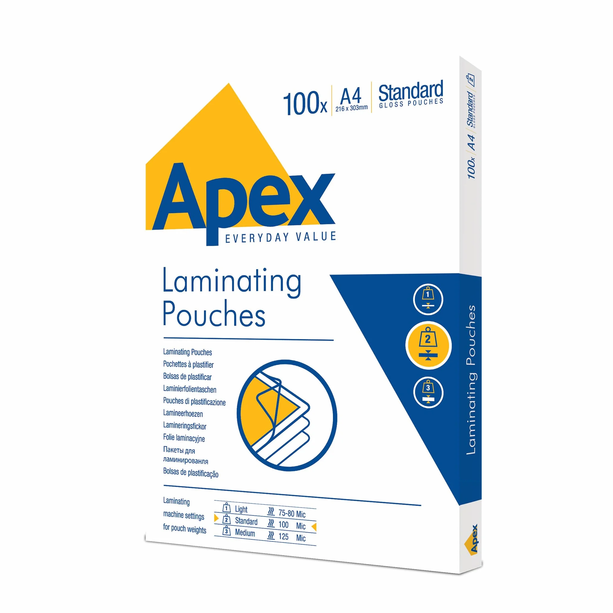 Fellowes A4 Pouches plastificazione Apex lucida 100 fogli