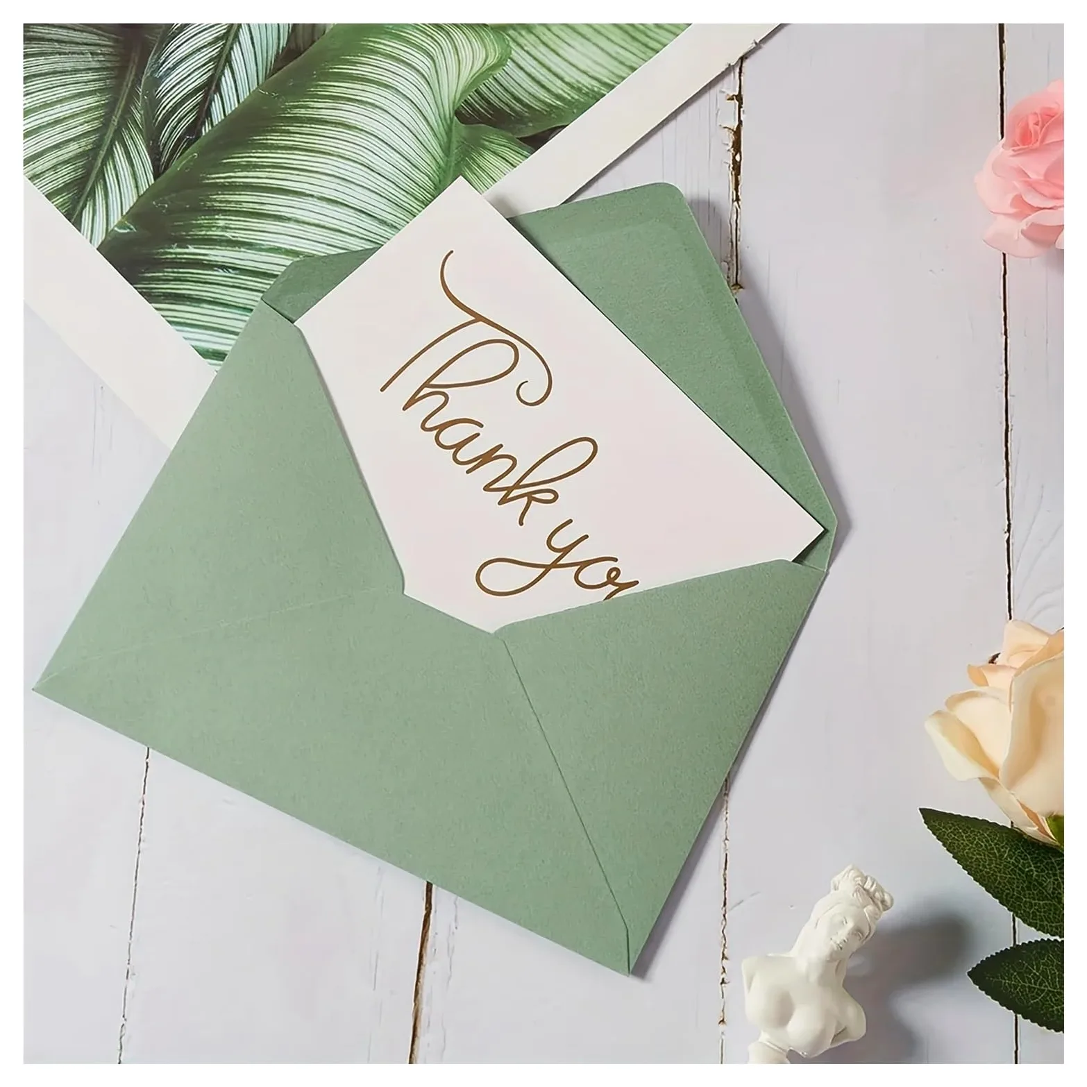50 buste verdi con finitura opaca for biglietti di auguri autosigillanti for compleanni, invito a San Valentino Per Inviti