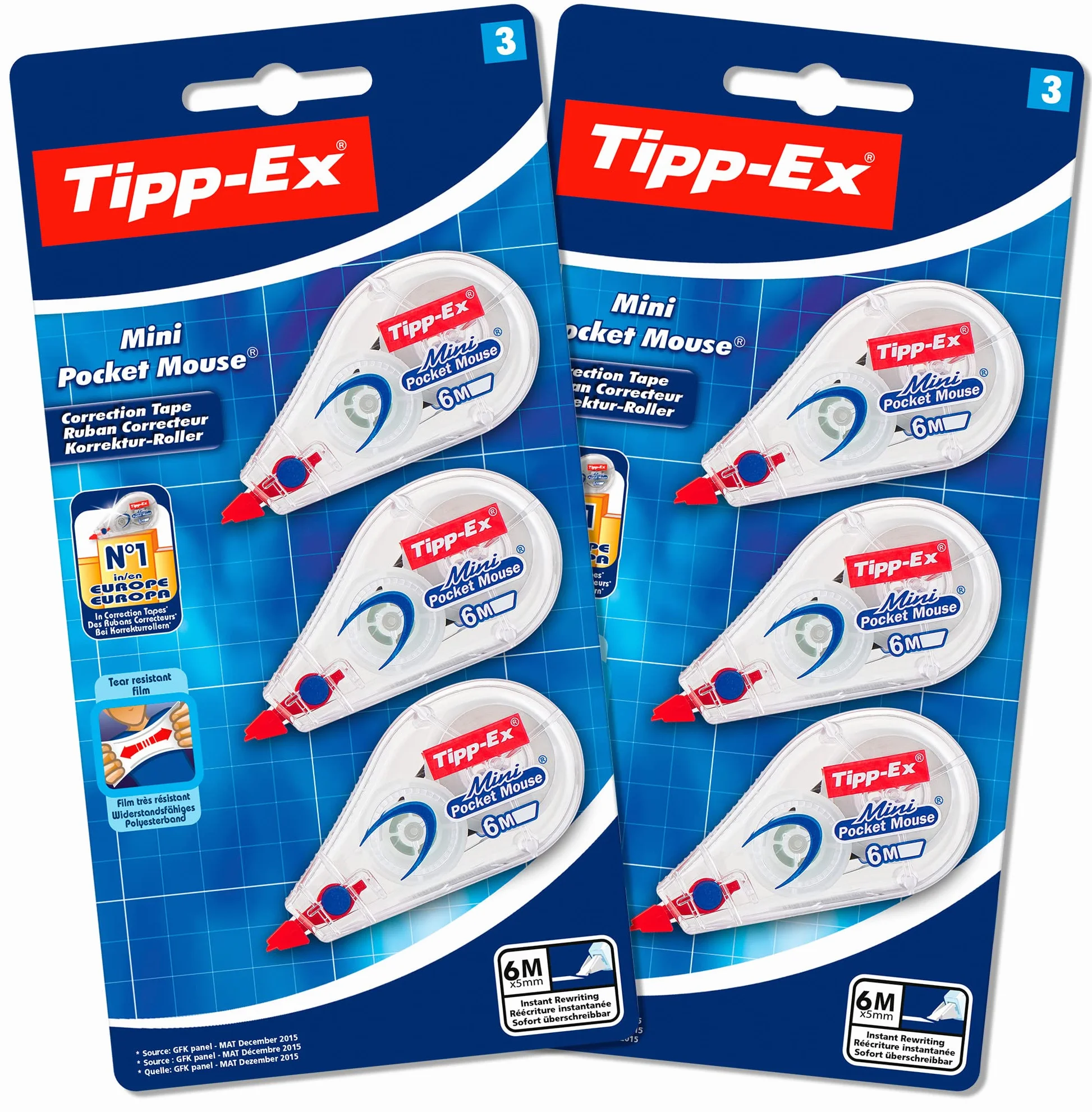 Tipp-Ex Pocket Mouse Bianchetto a Nastro Correttori 6 Unità