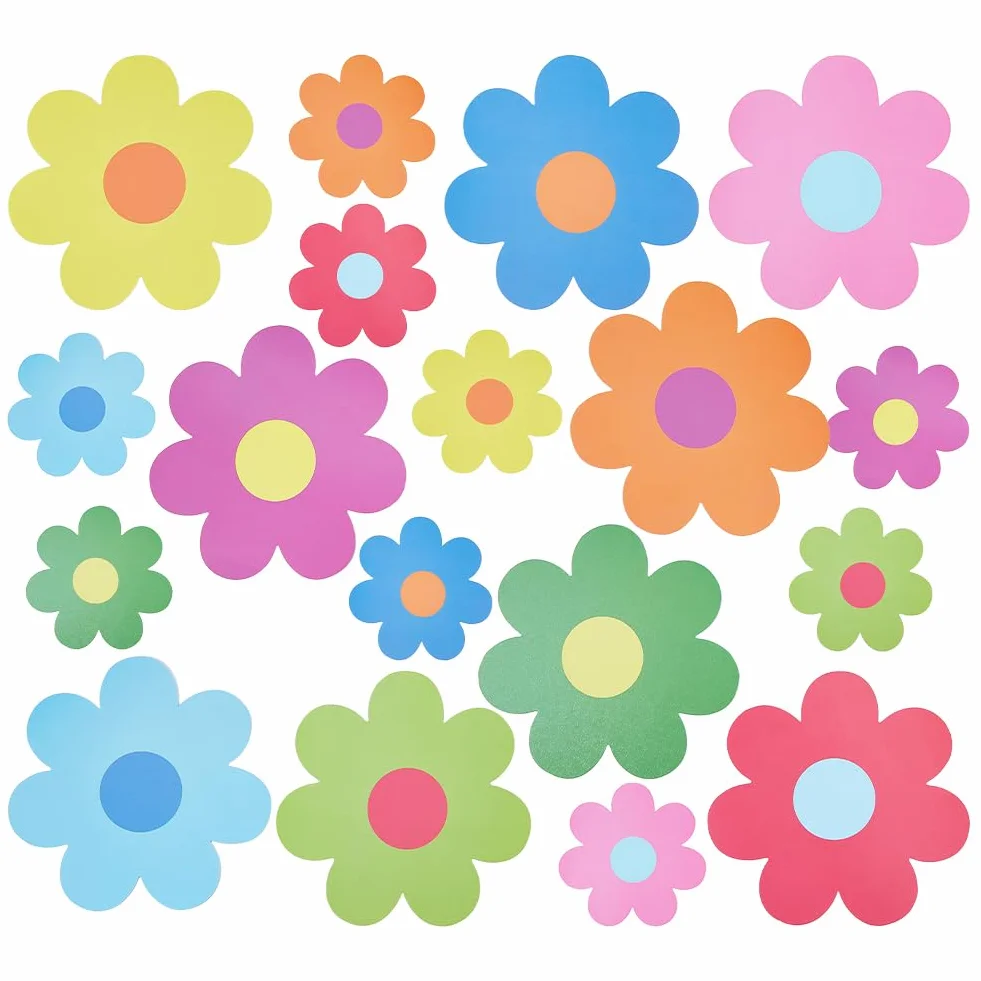 SUPERFINDINGS 54 ritagli fiori carta decorazioni aula rientro scuola 100 adesivi plastica bacheche