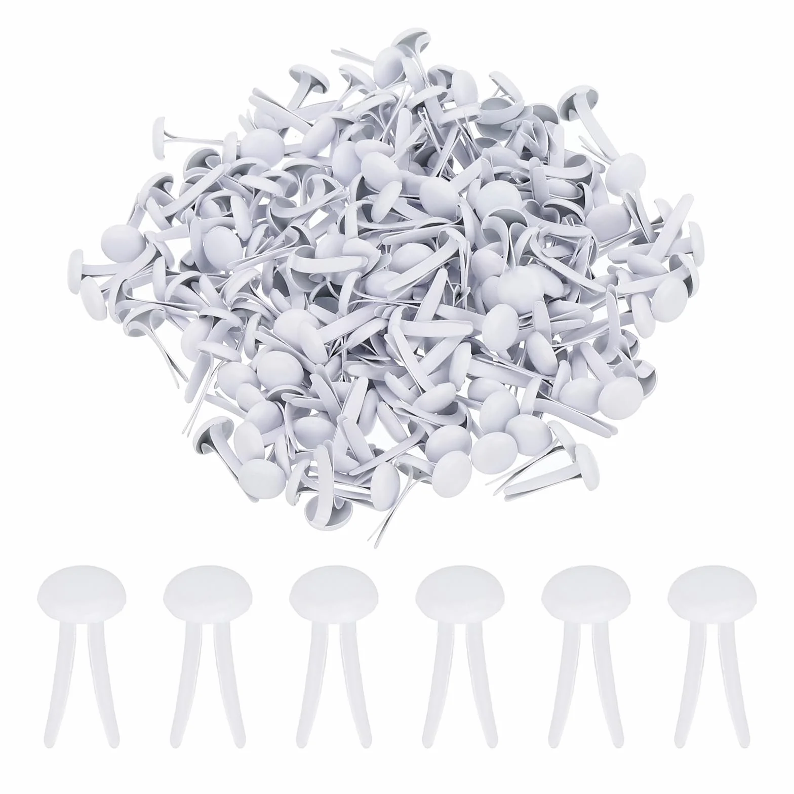 PATIKIL 100pz Fissaggio Ottone Carta, Coppiglie Mini Fermagli Metallo Pastello, 6 x 12 mm, Białe