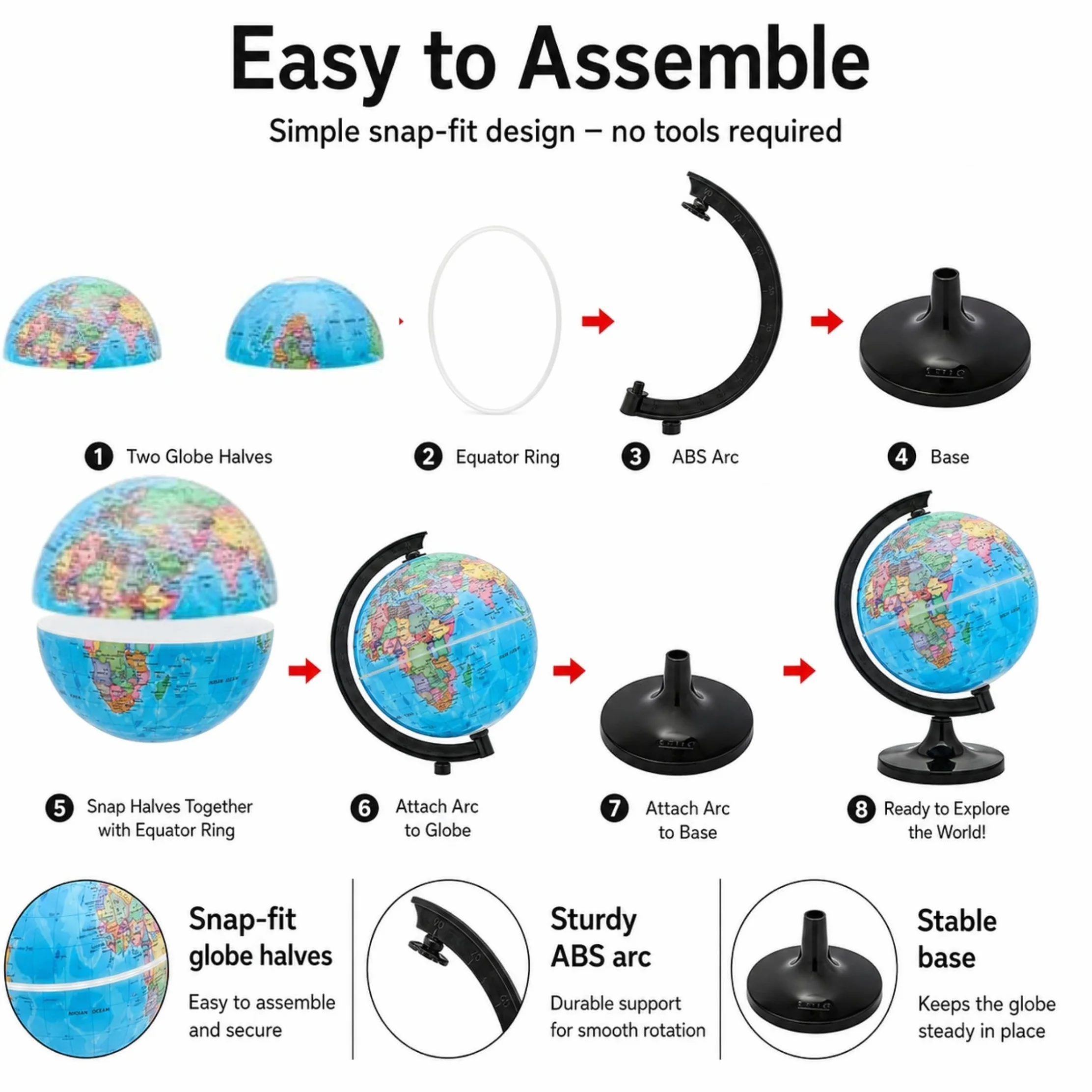 Mappamondo 14 cm Mappa Italiana Base Nera Exerz
