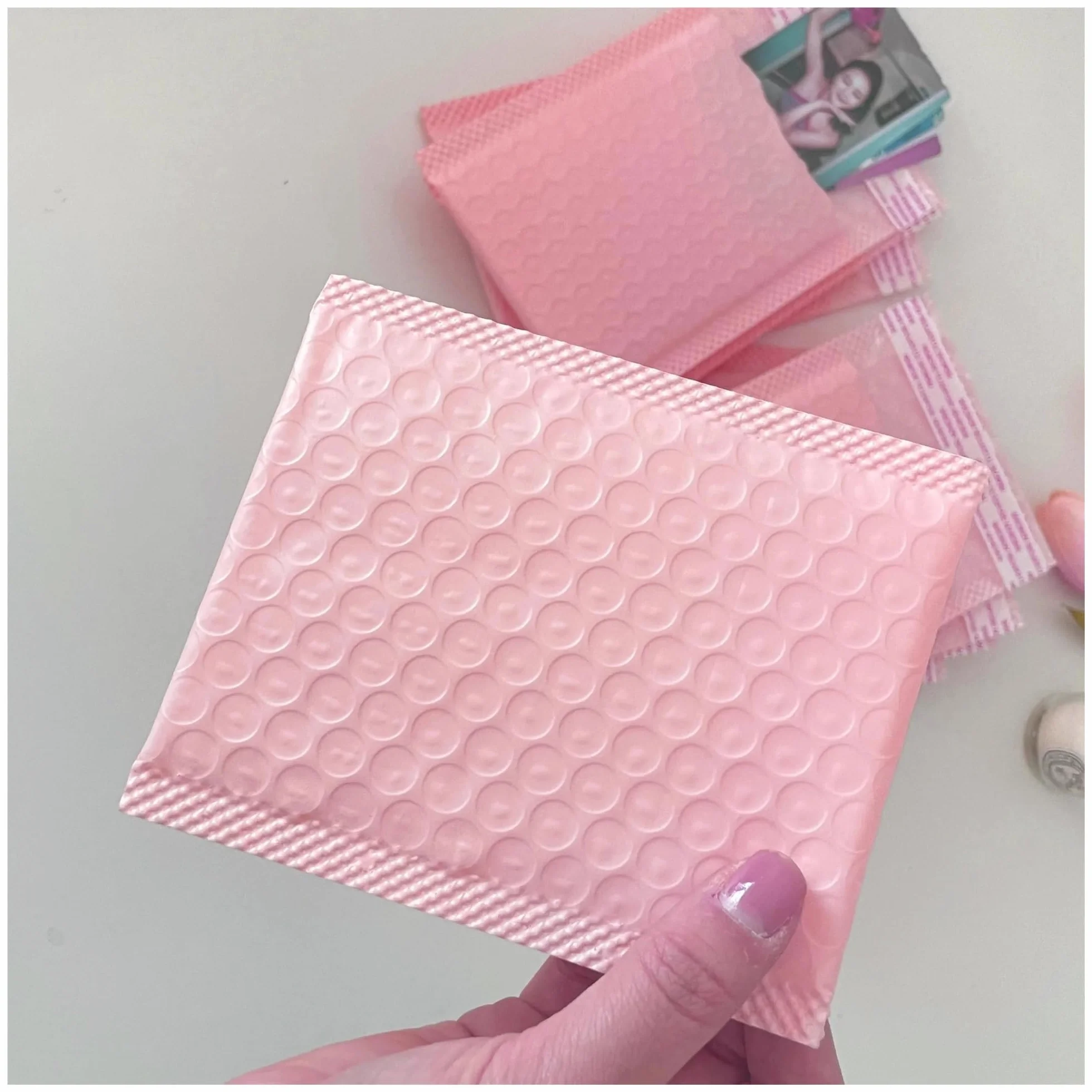 100 pezzi buste imbottite in polietilene rosa da con chiusura automatica borse imballaggio nere for il libro per Imballaggio(Pink,15X18cm)