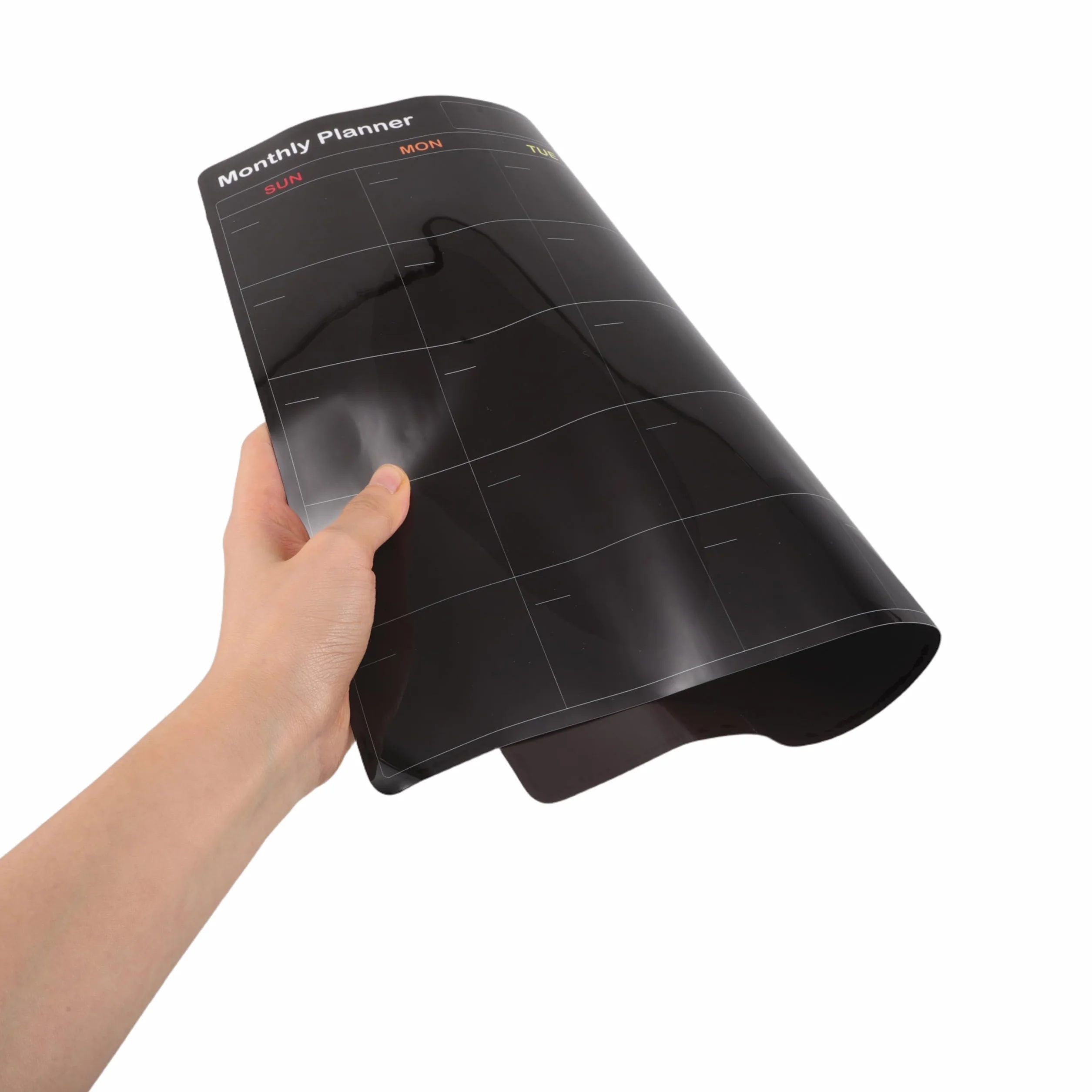 Planner Magnetico Frigorifero Nero, Lavagna Scrivibile per Calendario | Superficie Cancellabile a Secco, Cancellazione Rapida, con Marker e Spugna Inclusi per Cucina e Aula