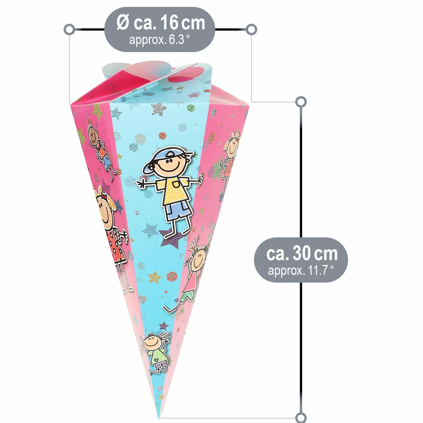 com-four 2 Coni Scolastici 30cm Pieghevole Cartone per Scuola Confezione Regalo