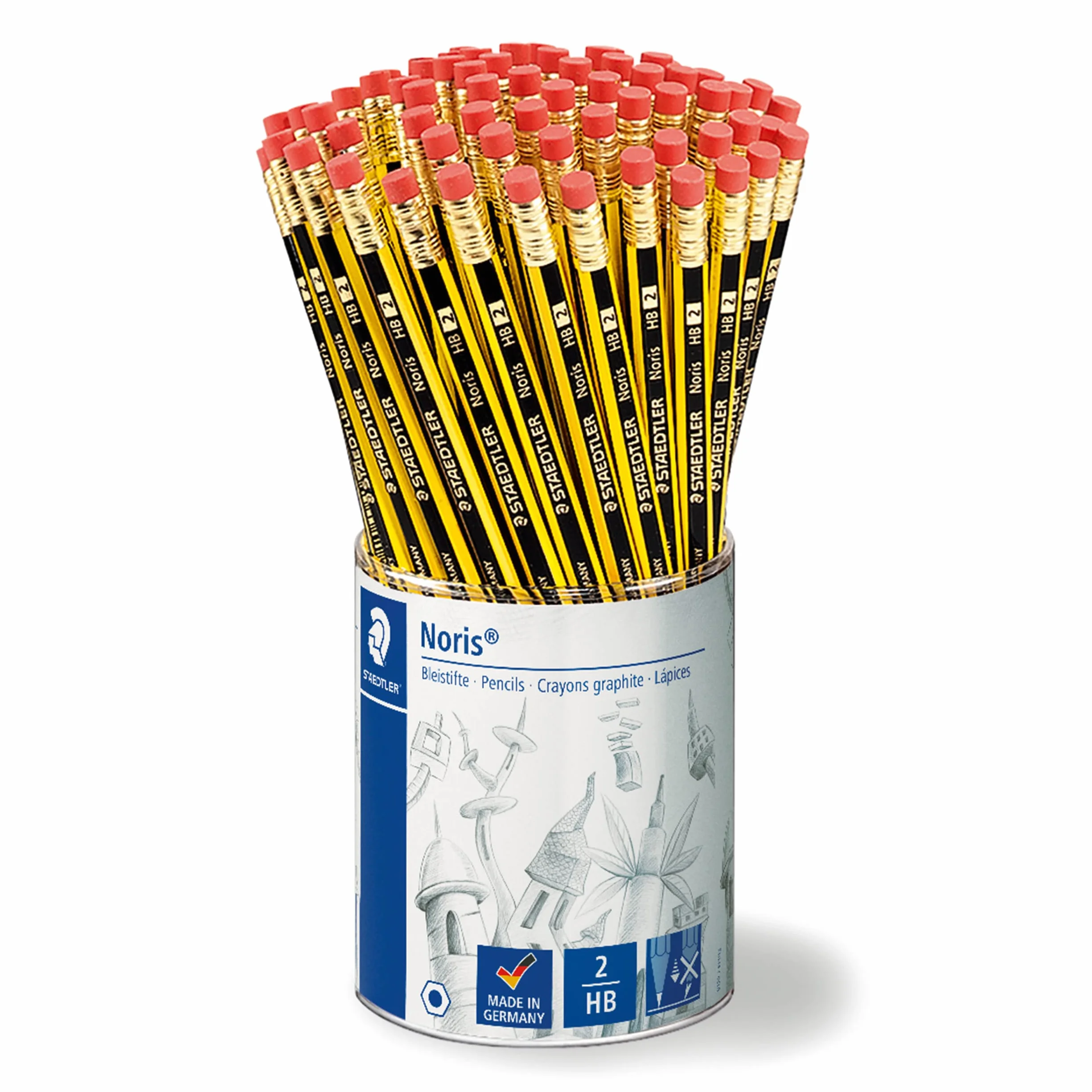 STAEDTLER espositore di matite Noris con gommino, confezione da 72 matite di gradazione HB, alta qualità e resistenza, 122 KP72