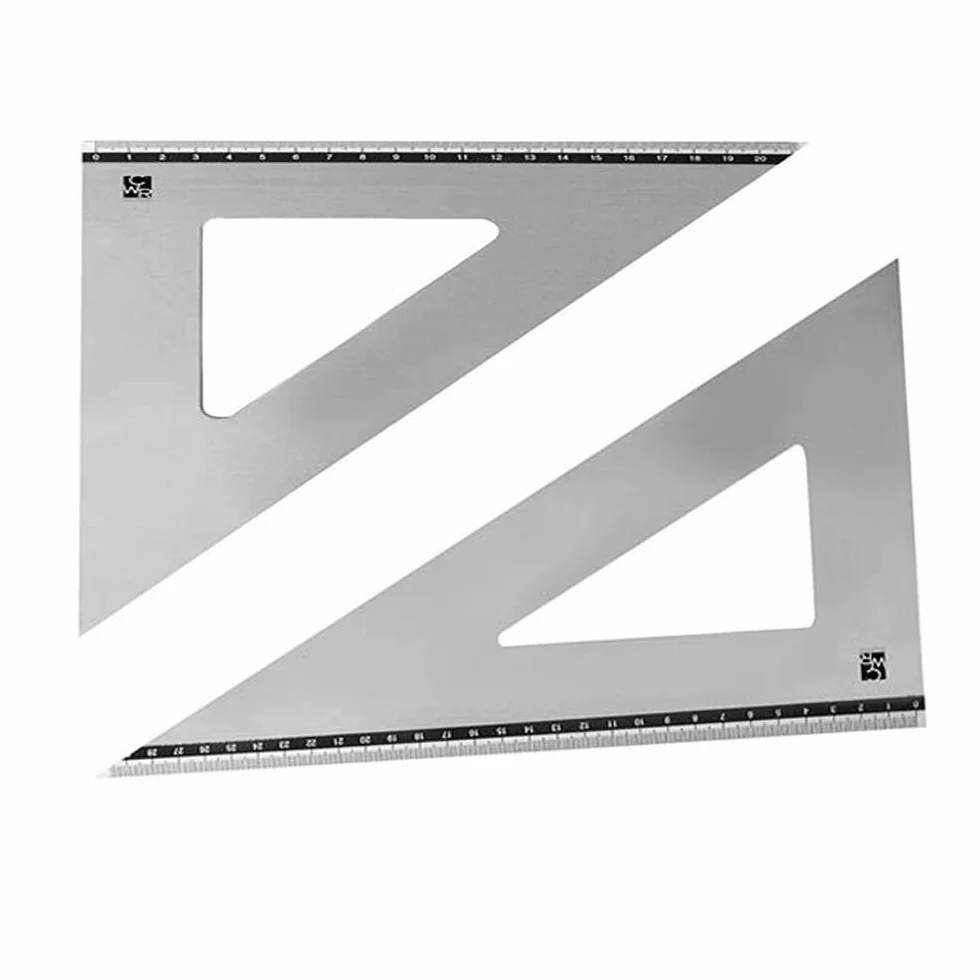 Set di 2 Squadrette in Alluminio per geometria matematica, Coppia Squadre disegno in lega di alluminio da 31 cm da 60° e 21 cm da 45° gradi, per studenti disegno tecnico 45°0°