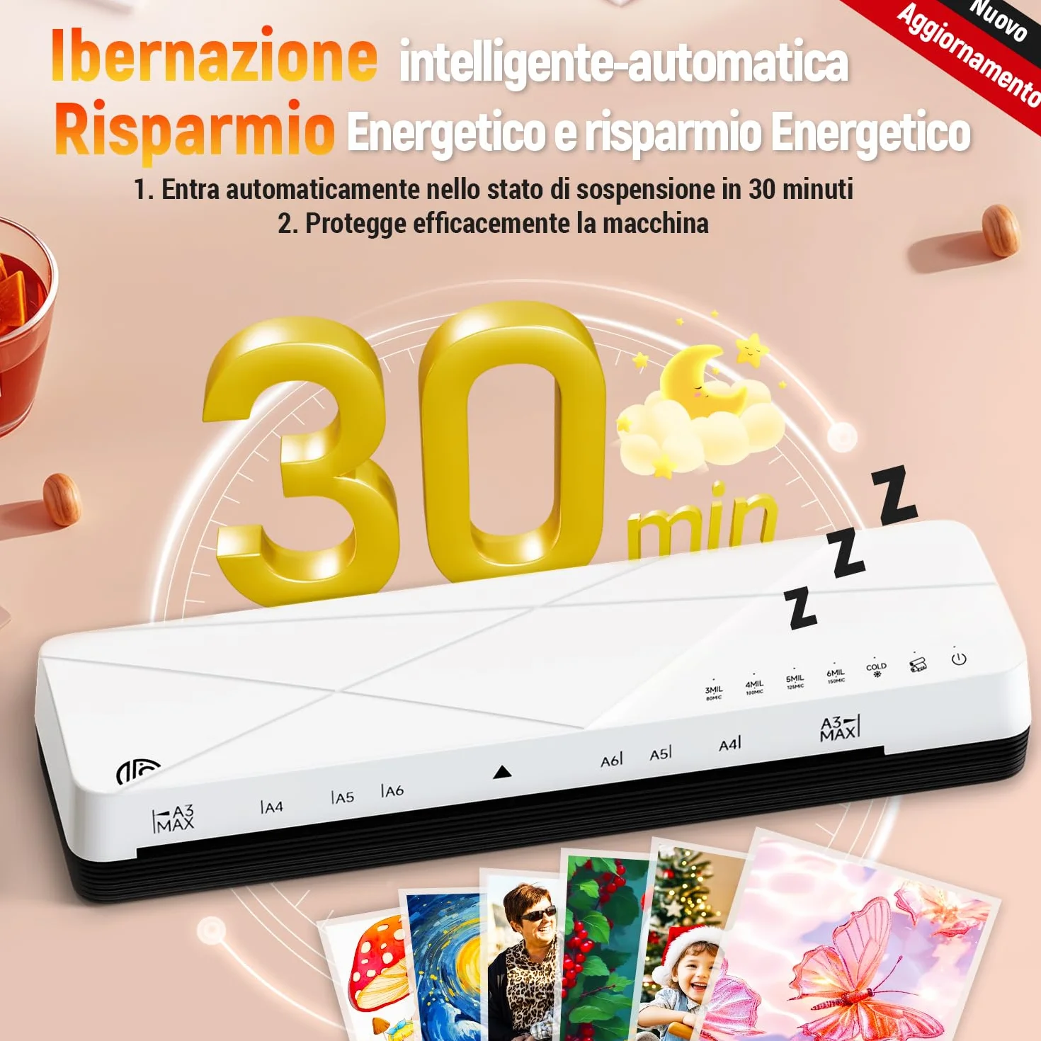 MAXDONE Plastificatrice A3 in 6 Modalità di Laminazione - ABS e Spegnimento Automatico, con Buste di Laminazione, Taglierina e Arrotolatore d'angoli