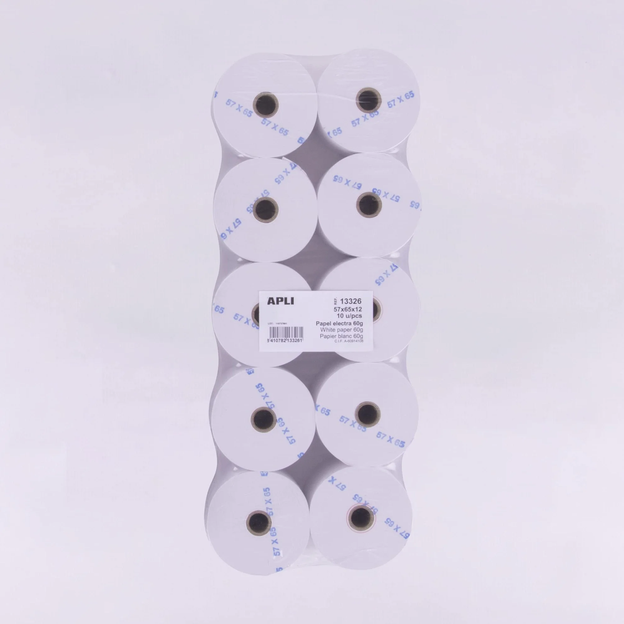 APLI Electra Carta 57 x 65 x 12 mm Bianco 10 Rotoli