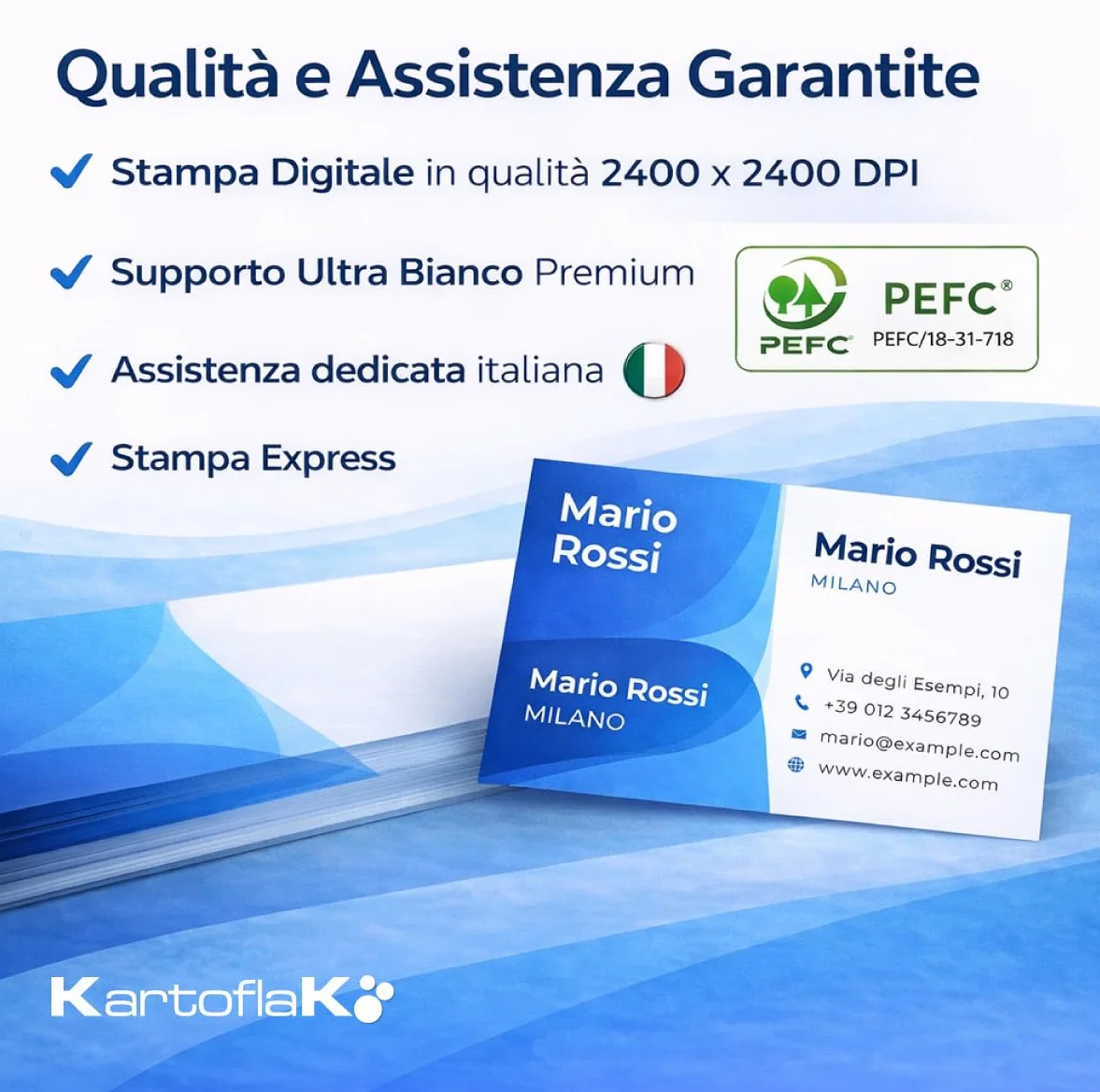 Biglietti da Visita Personalizzati 85x55 mm Stampa Fronte Retro Logo QR Code Carta Opaca Premium 250 Pezzi